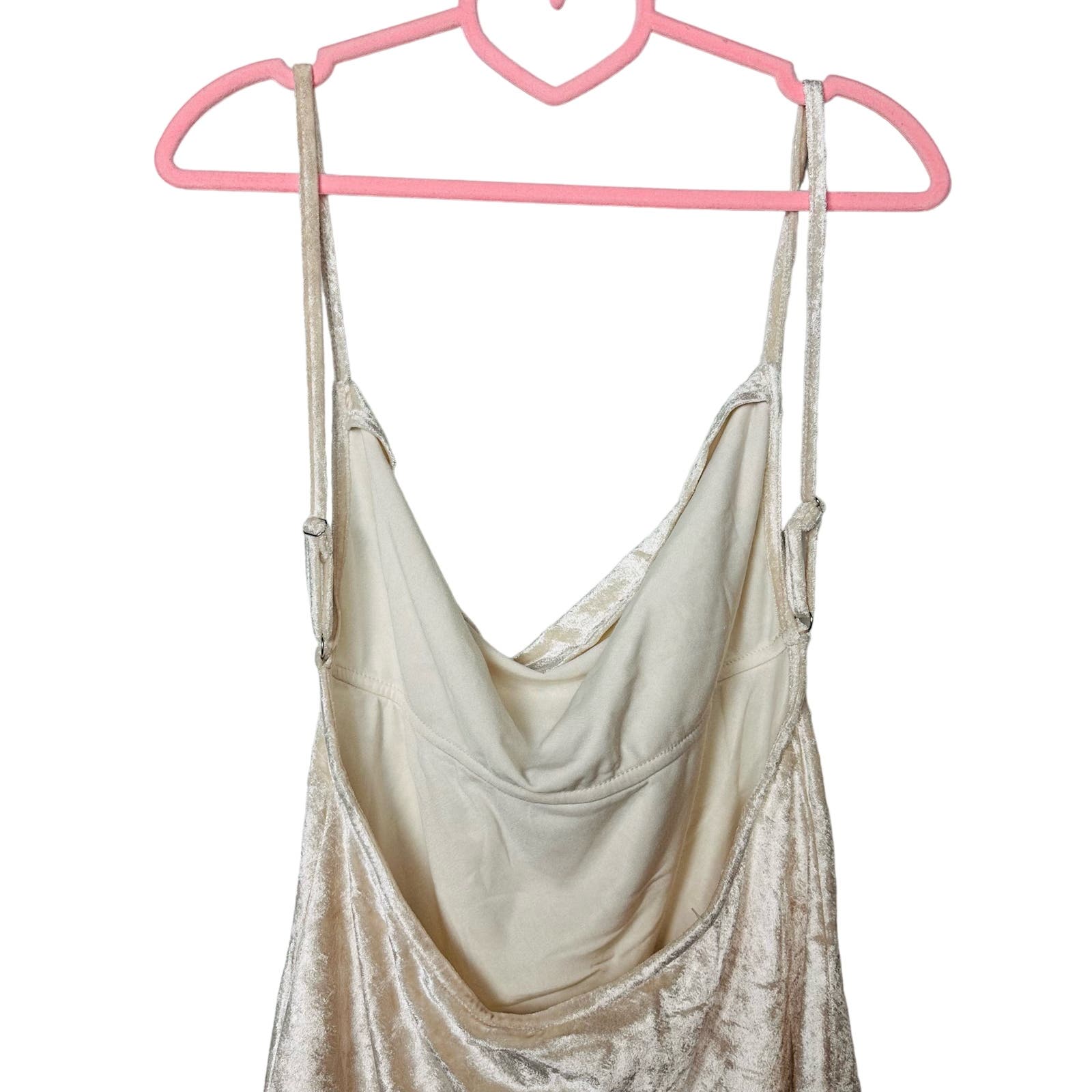 Free People NWT All Night Velvet Tunic Open Back Top Champagne Medium OB1579535