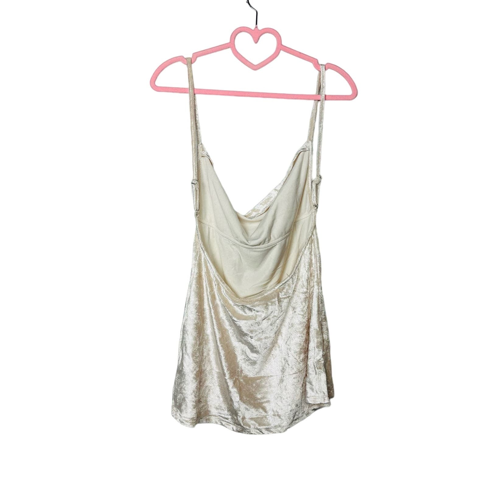 Free People NWT All Night Velvet Tunic Open Back Top Champagne Medium OB1579535