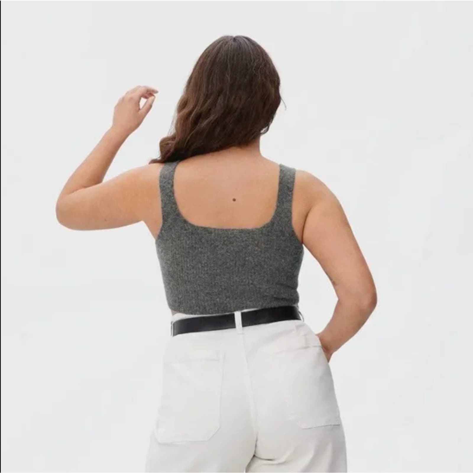 Everlane NWT The Cozy Stretch Tank Academia Wool Blend Crop Top Grey Size Large