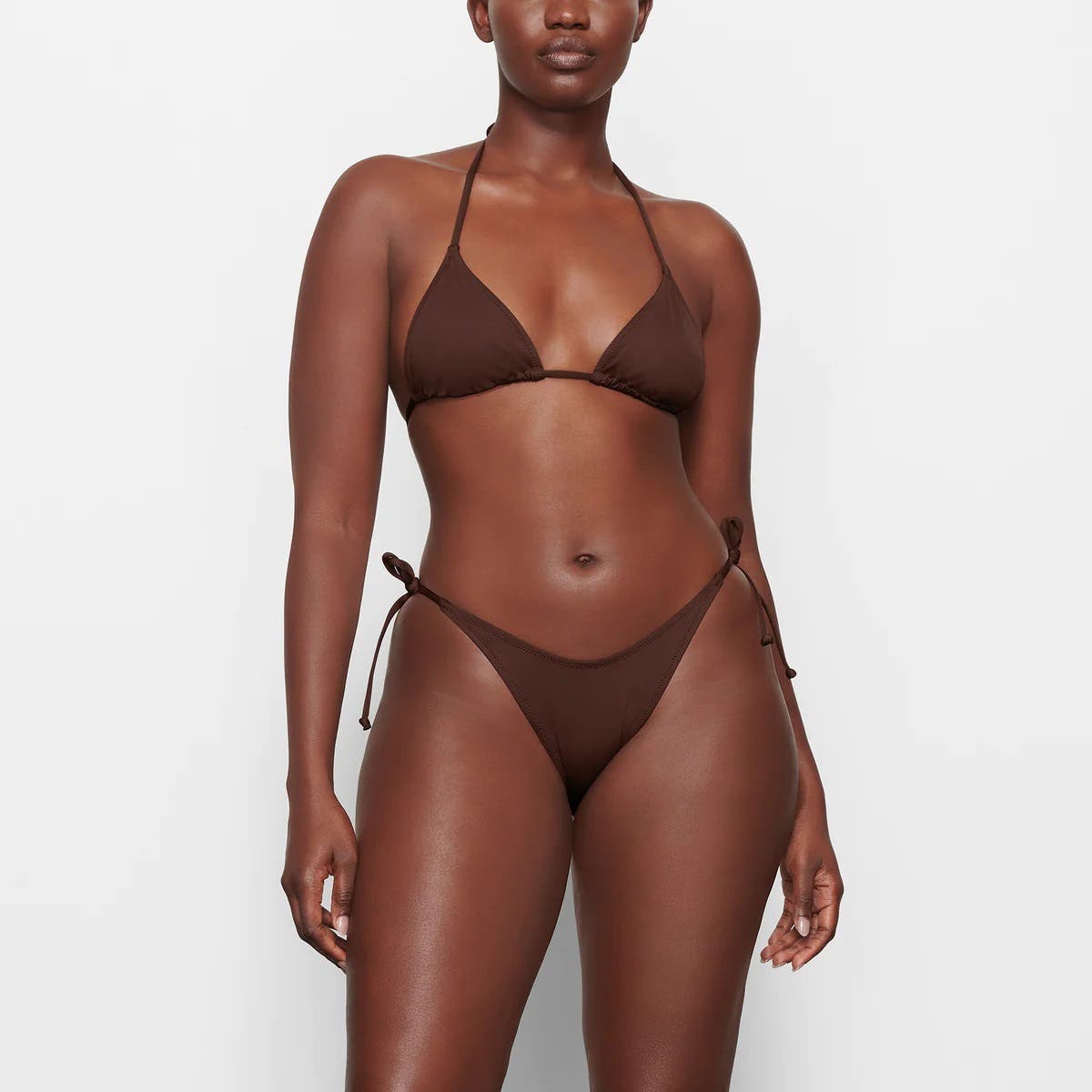 SKIMS NWT Cocoa Signature Swim Dipped Tie Bikini Bottoms Size XL