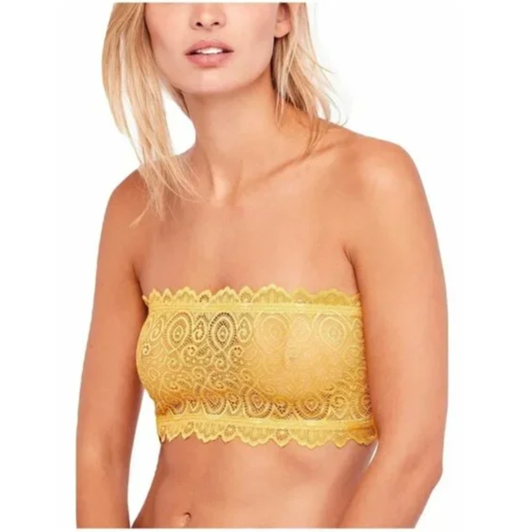 Free People Intimately NWOT Yellow Seamless and Lace Reversible Bandeau Bra Size XS/S