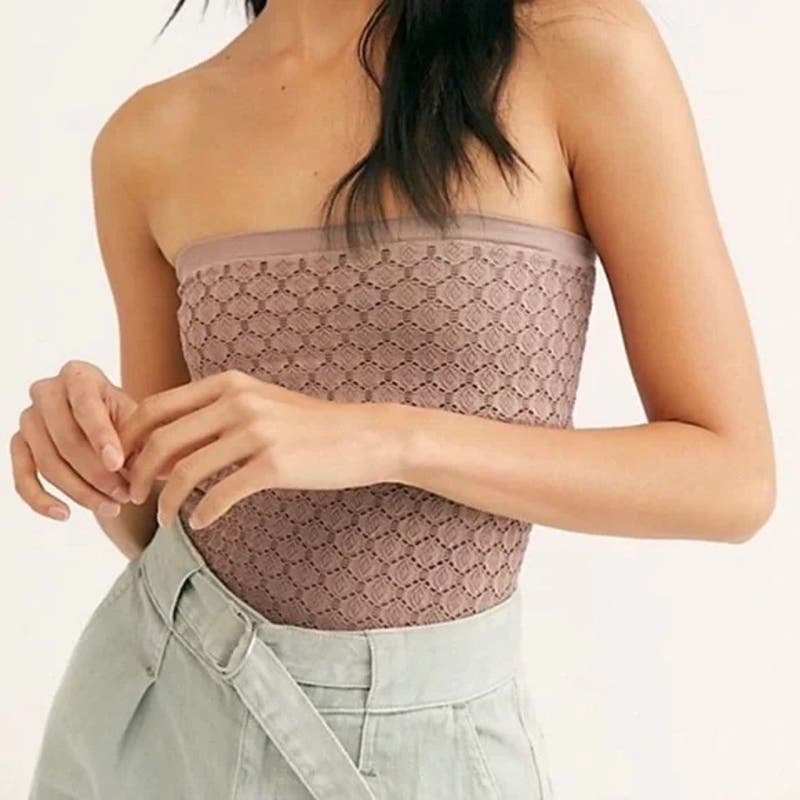 Free People Intimately NWOT Beige Honeycomb Textured Tube Top Size M/L