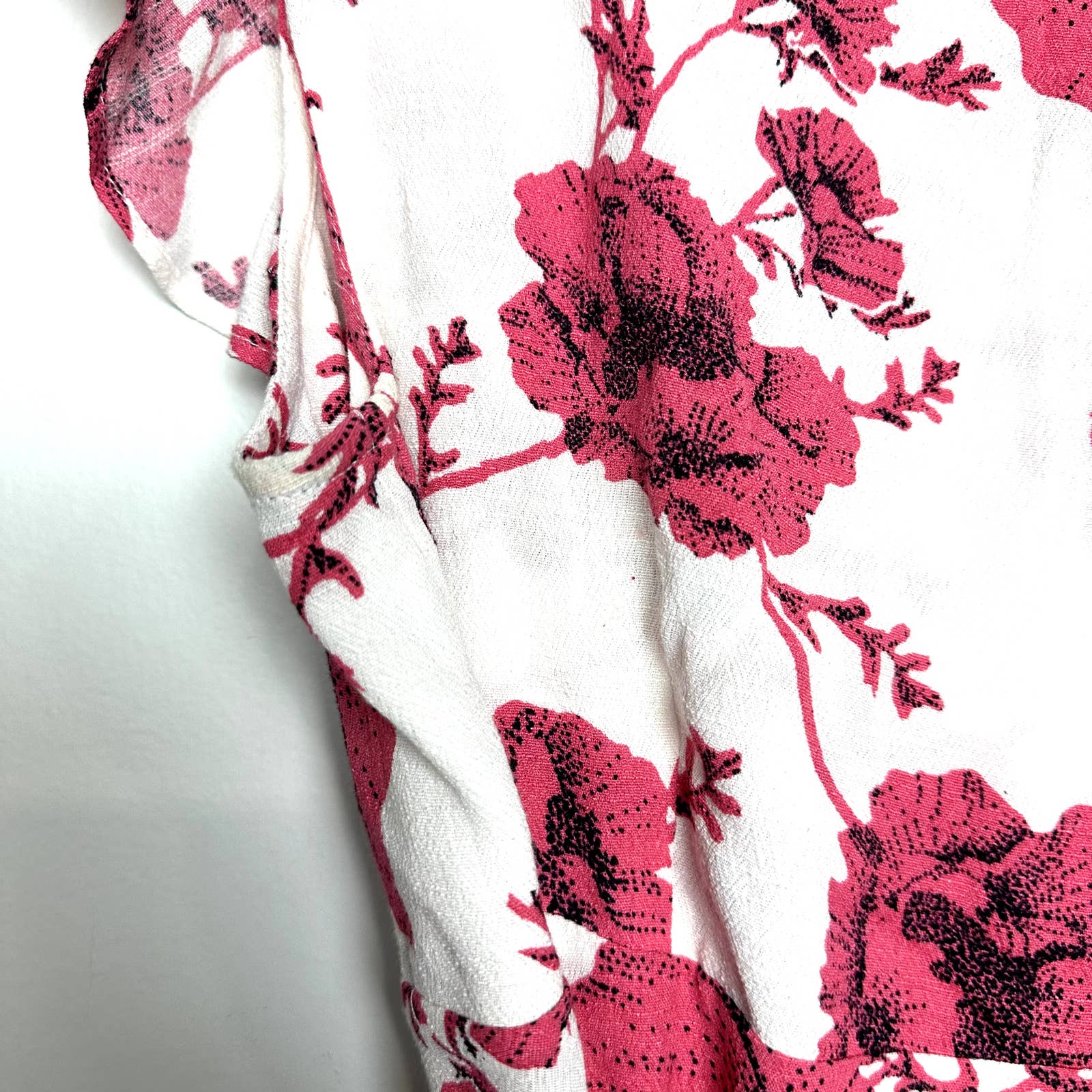 Free People French Quarter Floral Print Tiered Wrap Mini Dress Ivory Sz XS