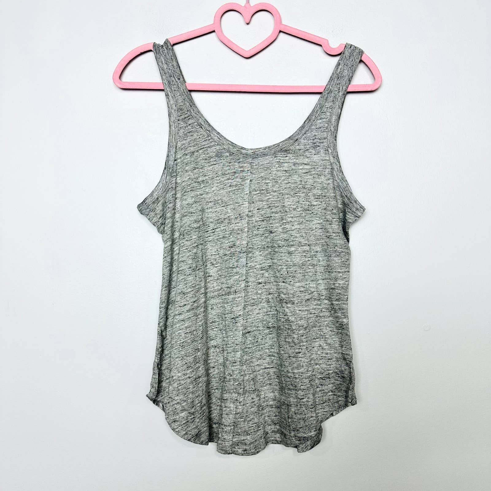 Chaser NWT Double Scoop Neck Linen Blend Sleeveless Tank Top Heather Gray Small