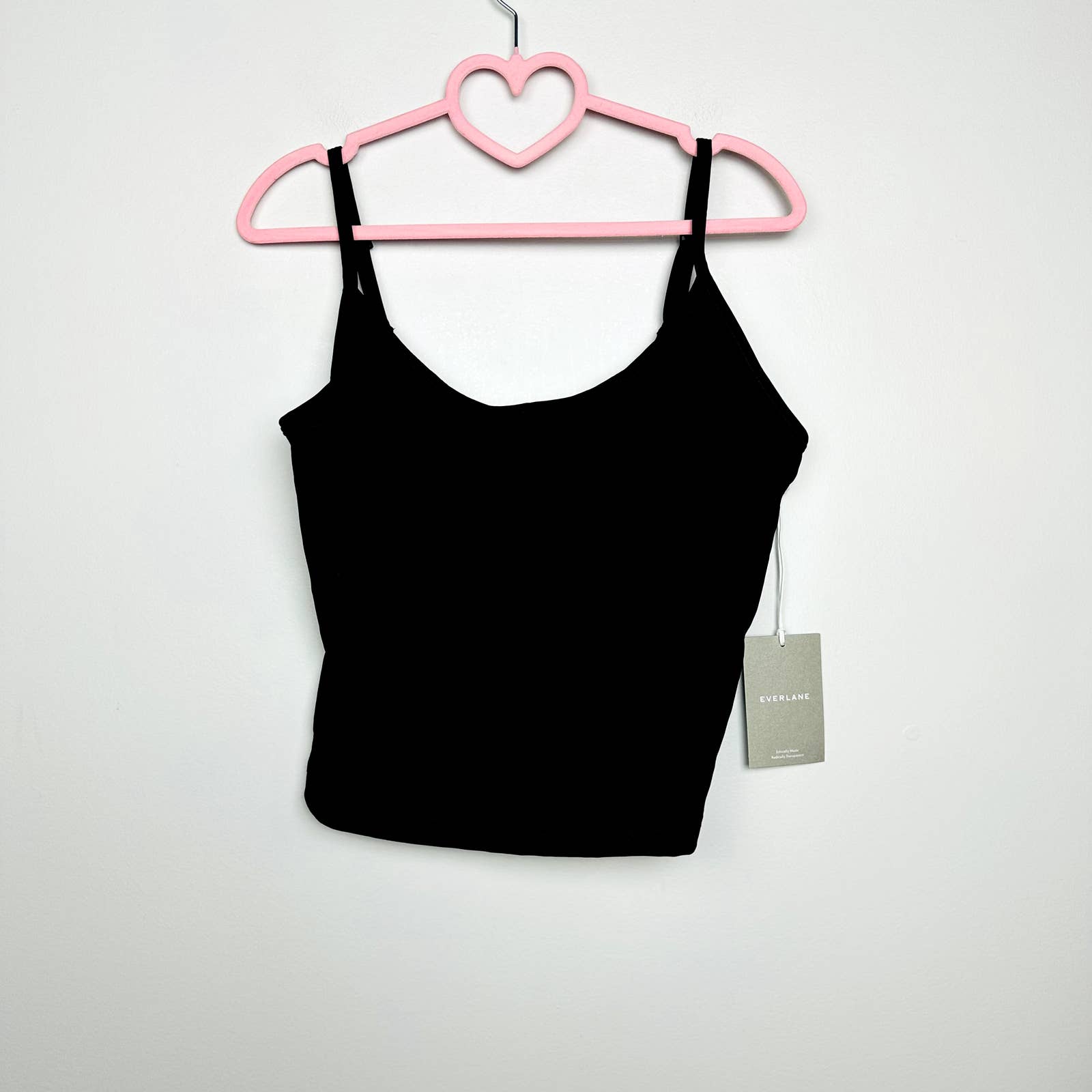 Everlane NWT The Perform Cami Scoop Neck Gym Cropped Tank Top Black Size Large