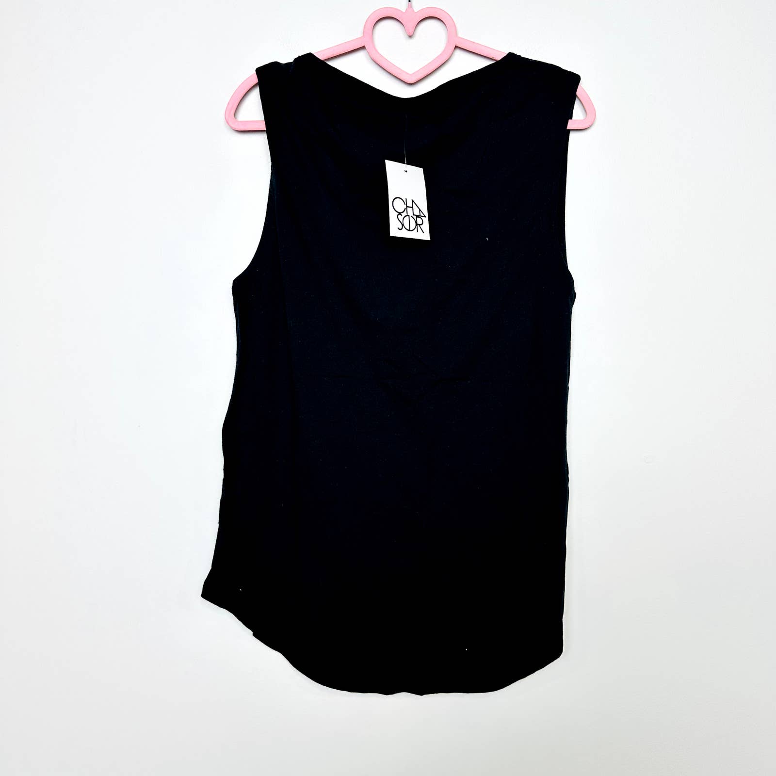 Chaser NWT Distress Popsicle Toss Cotton Jersey Crew Neck Muscle Tank Top Black