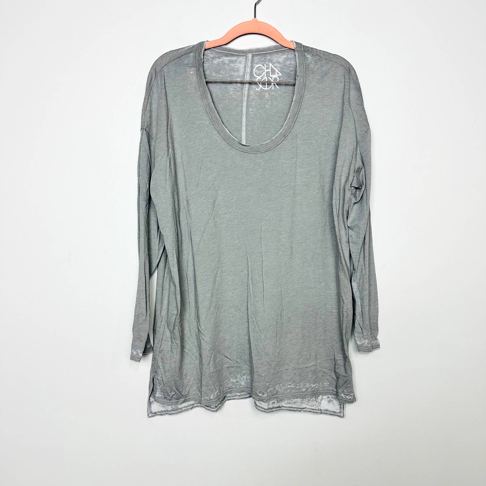 Chaser NWT Vintage Jersey Long Sleeve Boxy Tunic Tees Platinum Size Small