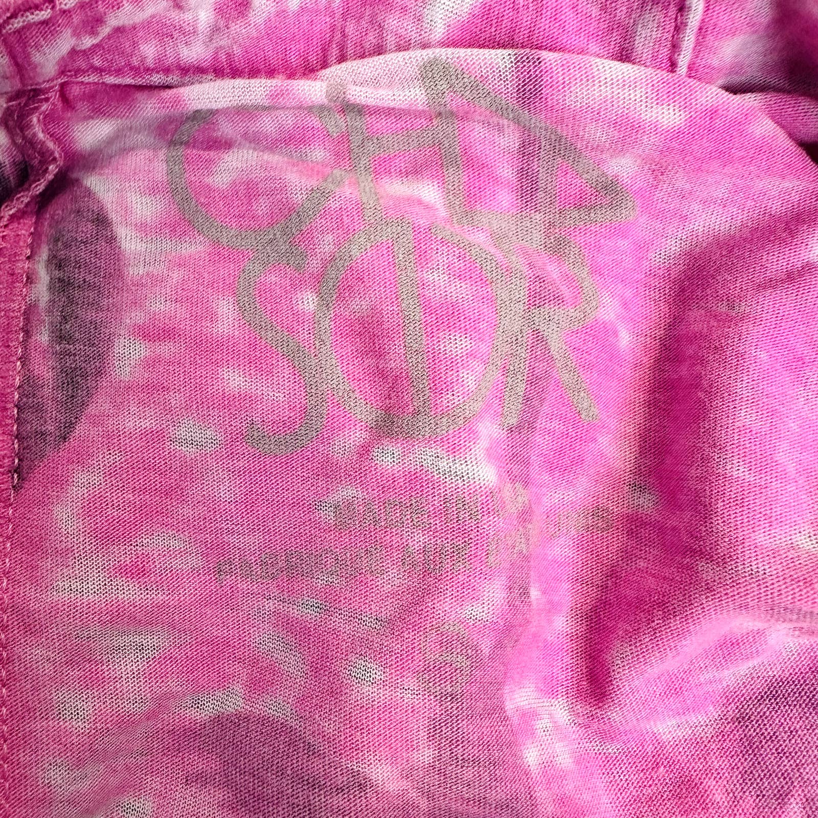 Chaser NWT Sway Coconut Tree Acid Wash Cutout Sleeveless Tank Top Pink Sz Small