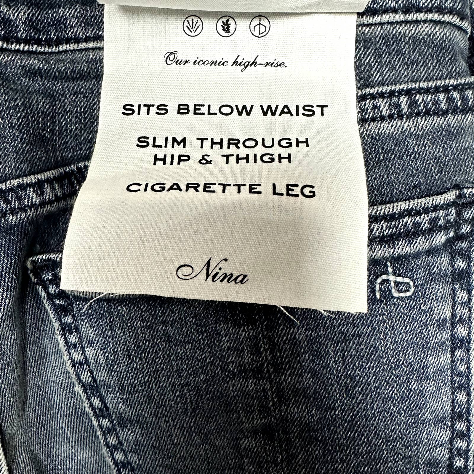 rag & bone NWT Nina High-Rise Slim Fit Cigarette Ankle Denim Jeans Ziggy Size 24