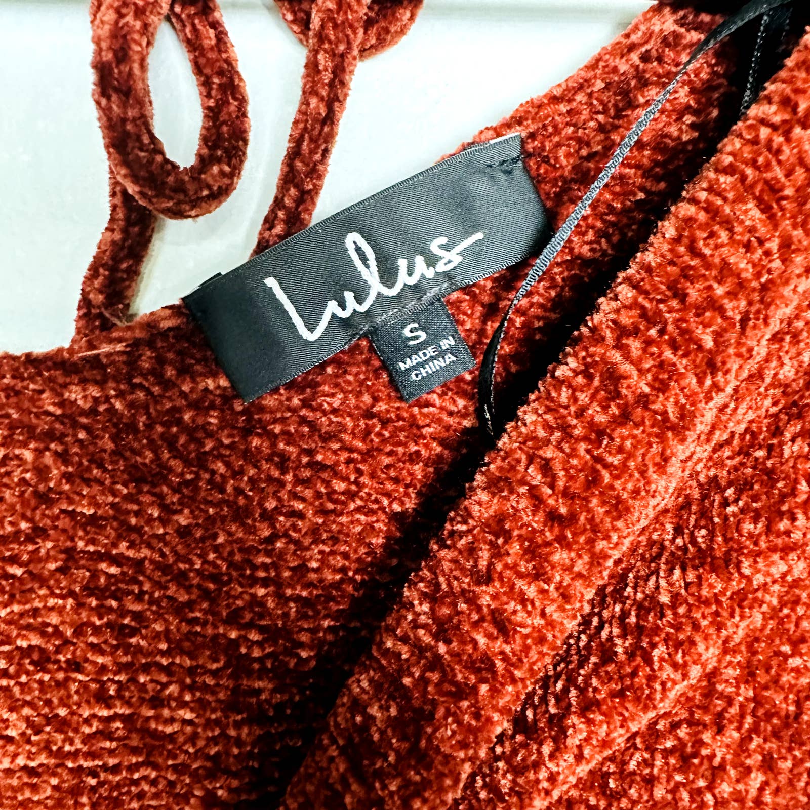 Lulu's NWOT Scoop Neck Balloon Long Sleeve Tie Chenille Knit Sweater dress Small