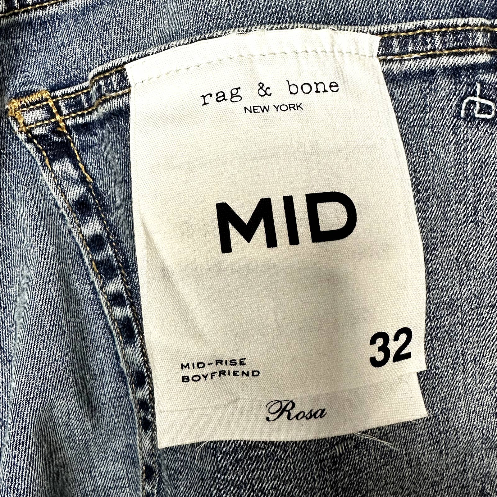 rag & bone NWT Rosa Mid-Rise Boyfriend Classic Ankle Denim Jeans Farrow Size 32