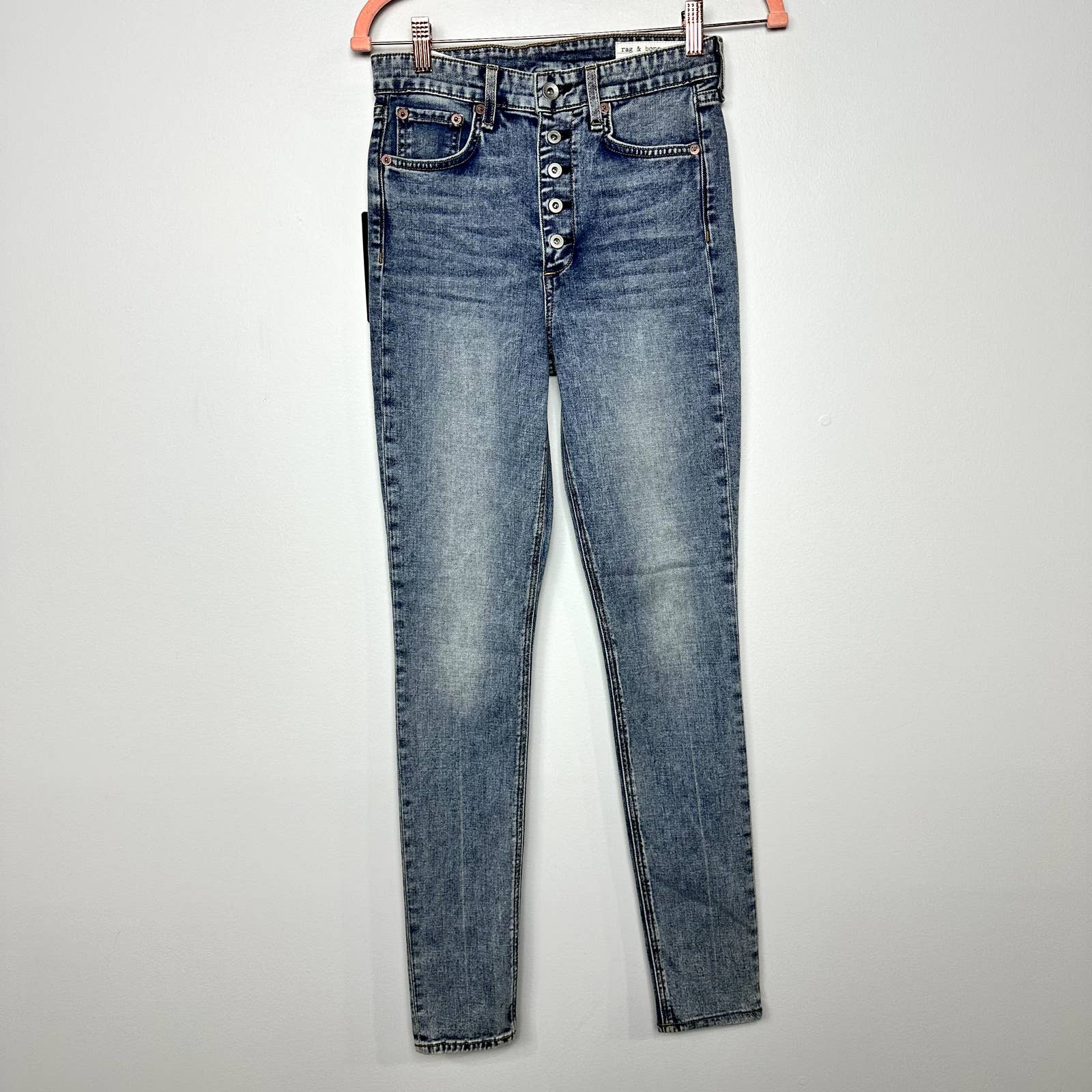 rag & bone NWT Nina High Rise Button Fly Skinny Leg Denim Jeans Farrow Size 25