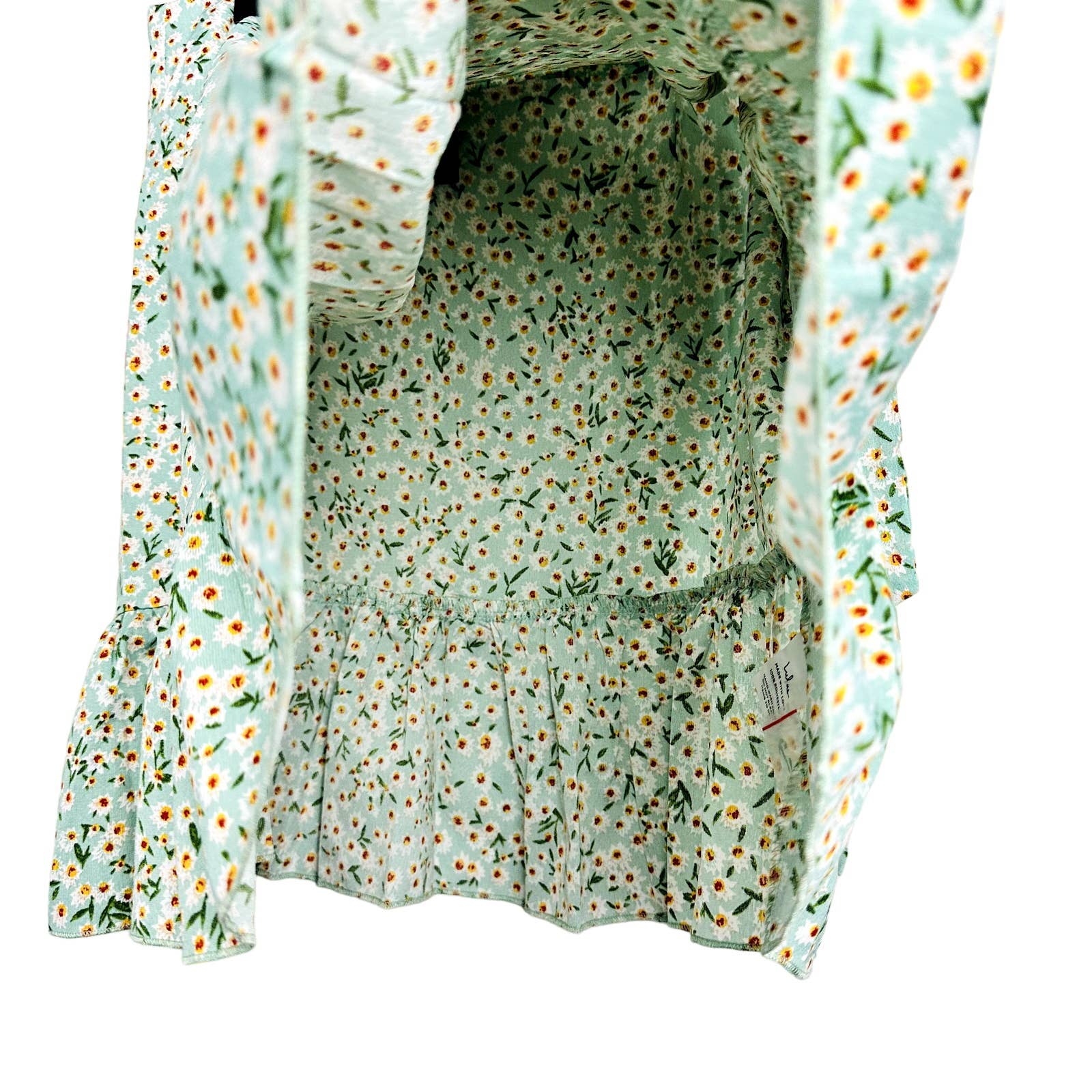 Lulus NWT Flourishing Dreams Ditsy Floral Print Wrap Mini Skirt Mint Green