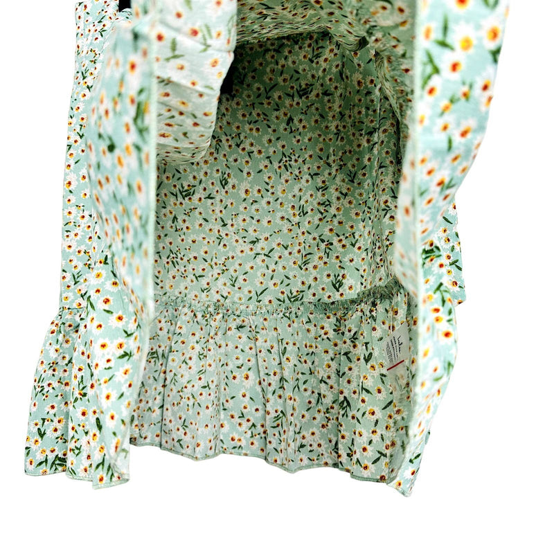 Lulus NWT Flourishing Dreams Ditsy Floral Print Wrap Mini Skirt Mint Green