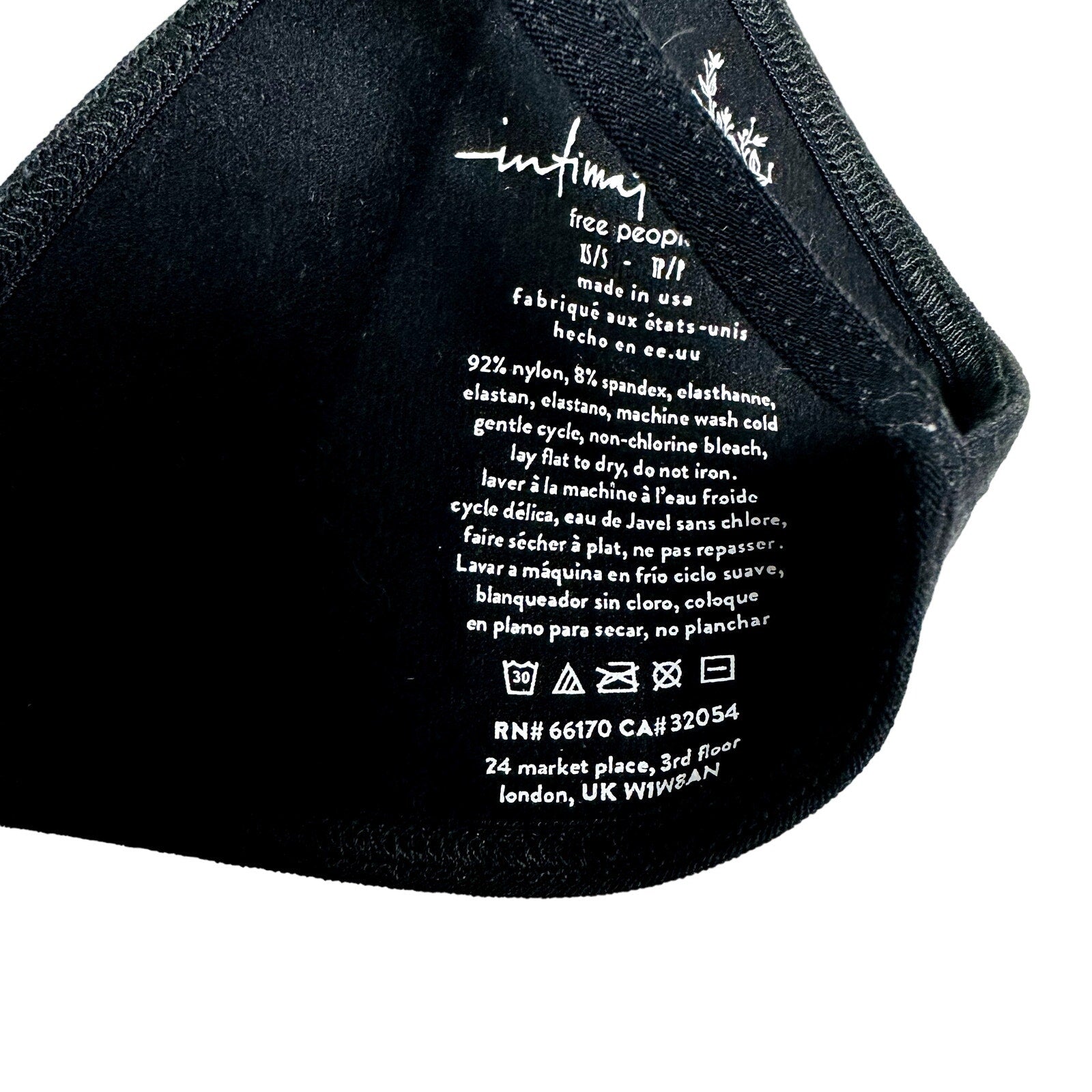Free People NWOT Intimately Seamless Simply Sweet Bra Black Size XS/S