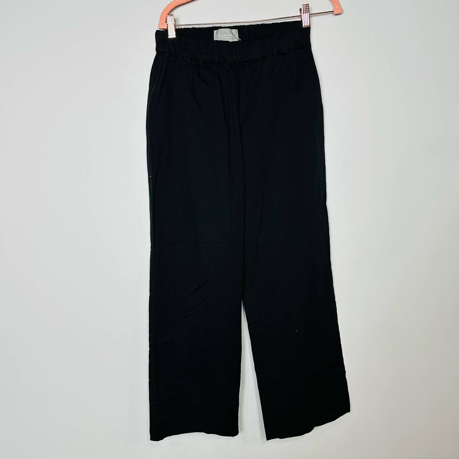 Everlane NWT Straight Leg Lightweight High Waist The Easy Pull On Pants Black 10