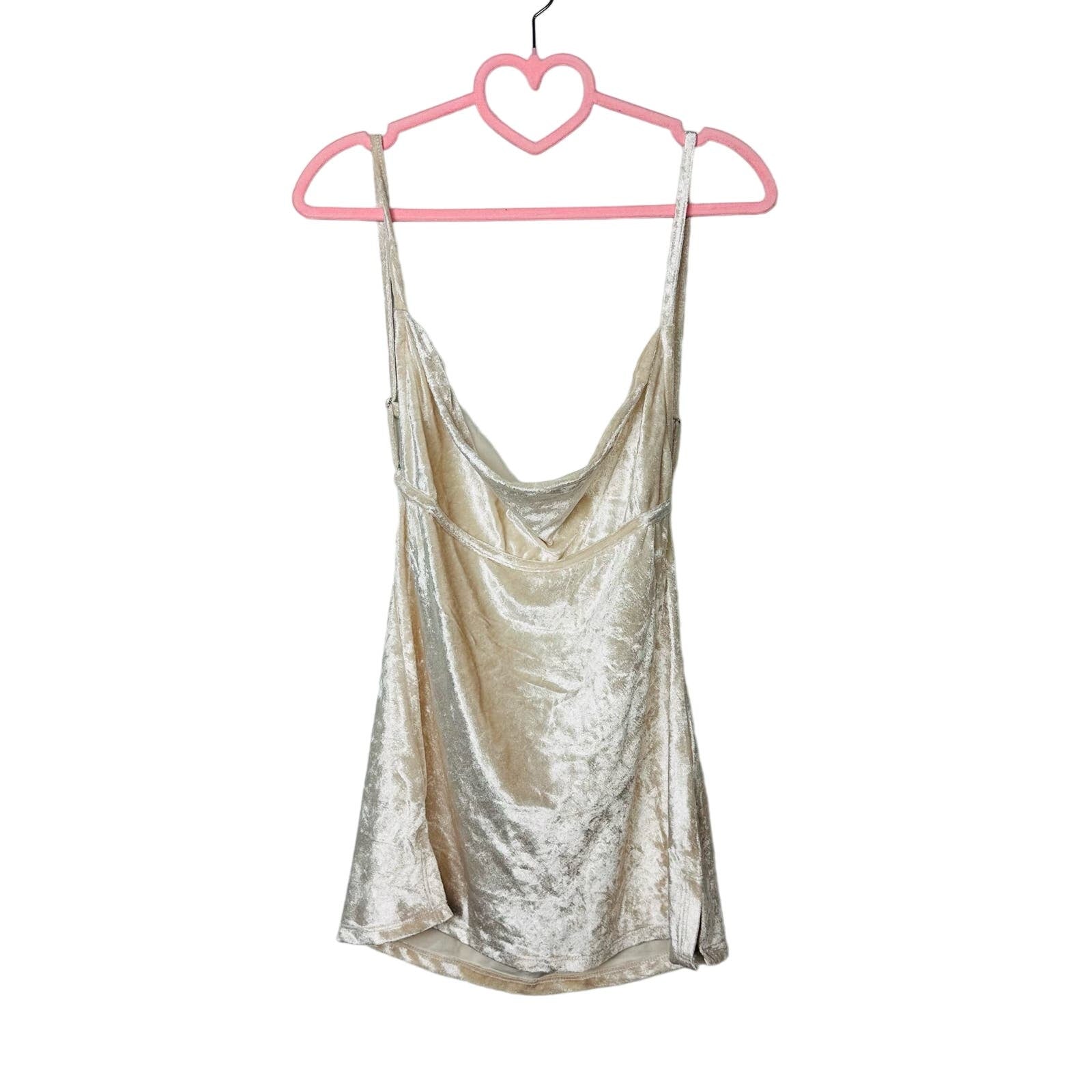 Free People NWT All Night Velvet Tunic Open Back Top Champagne Medium OB1579535