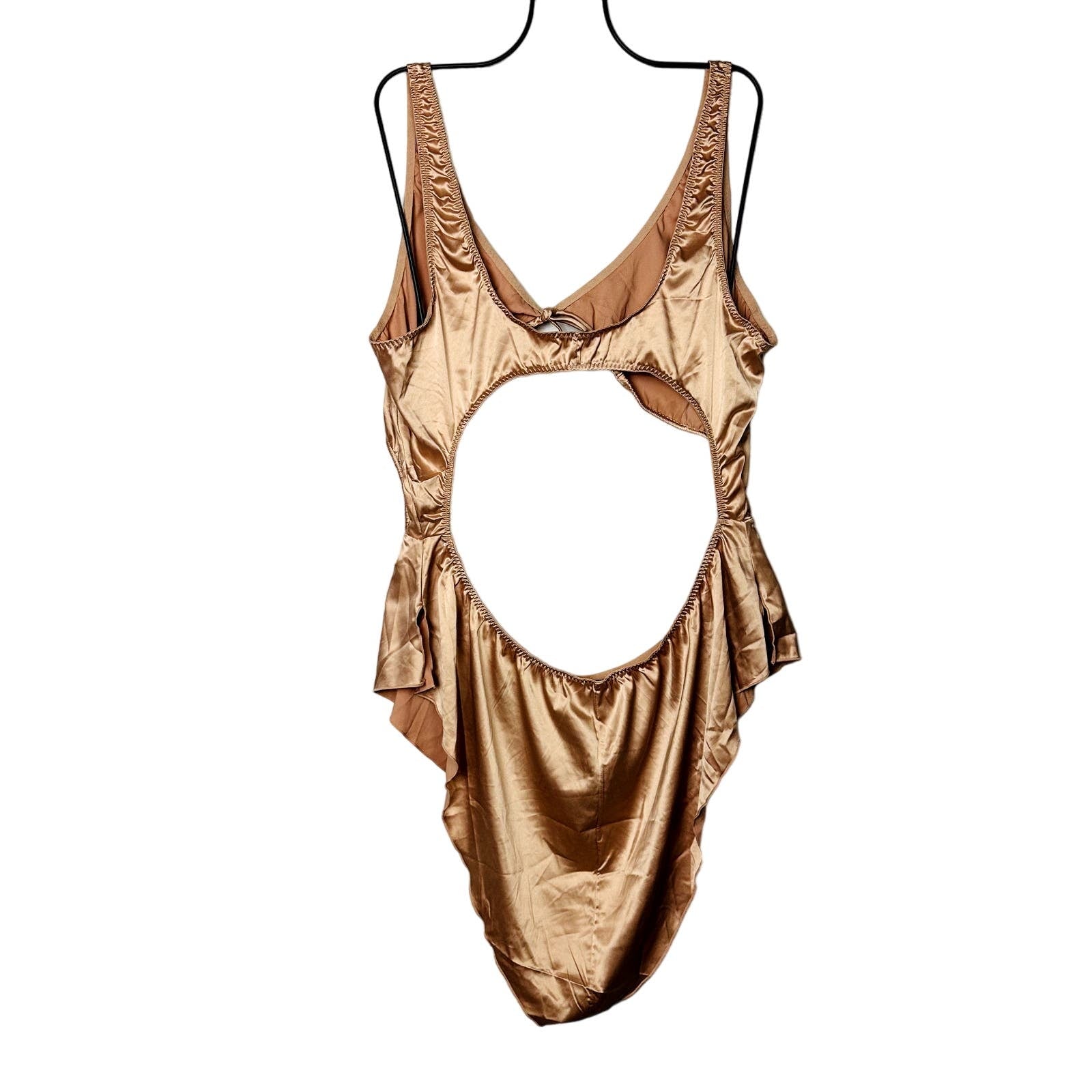 Skims NWT Pink Sand  Woven Shine Tie-Front Teddy Lingerie Size 3X
