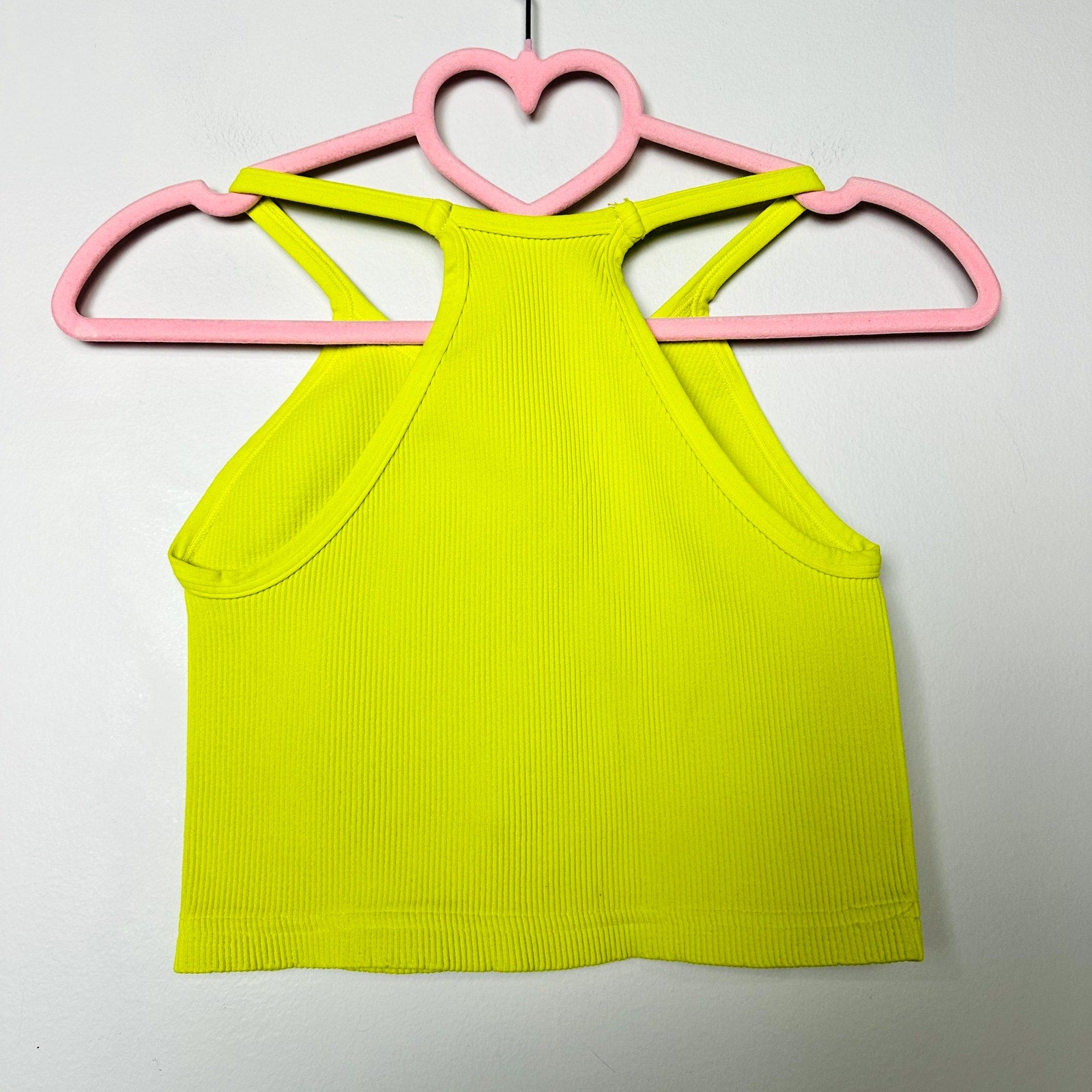 Free People NWOT Lime Rib Knit Racerback Crop Tank Top Size M/L