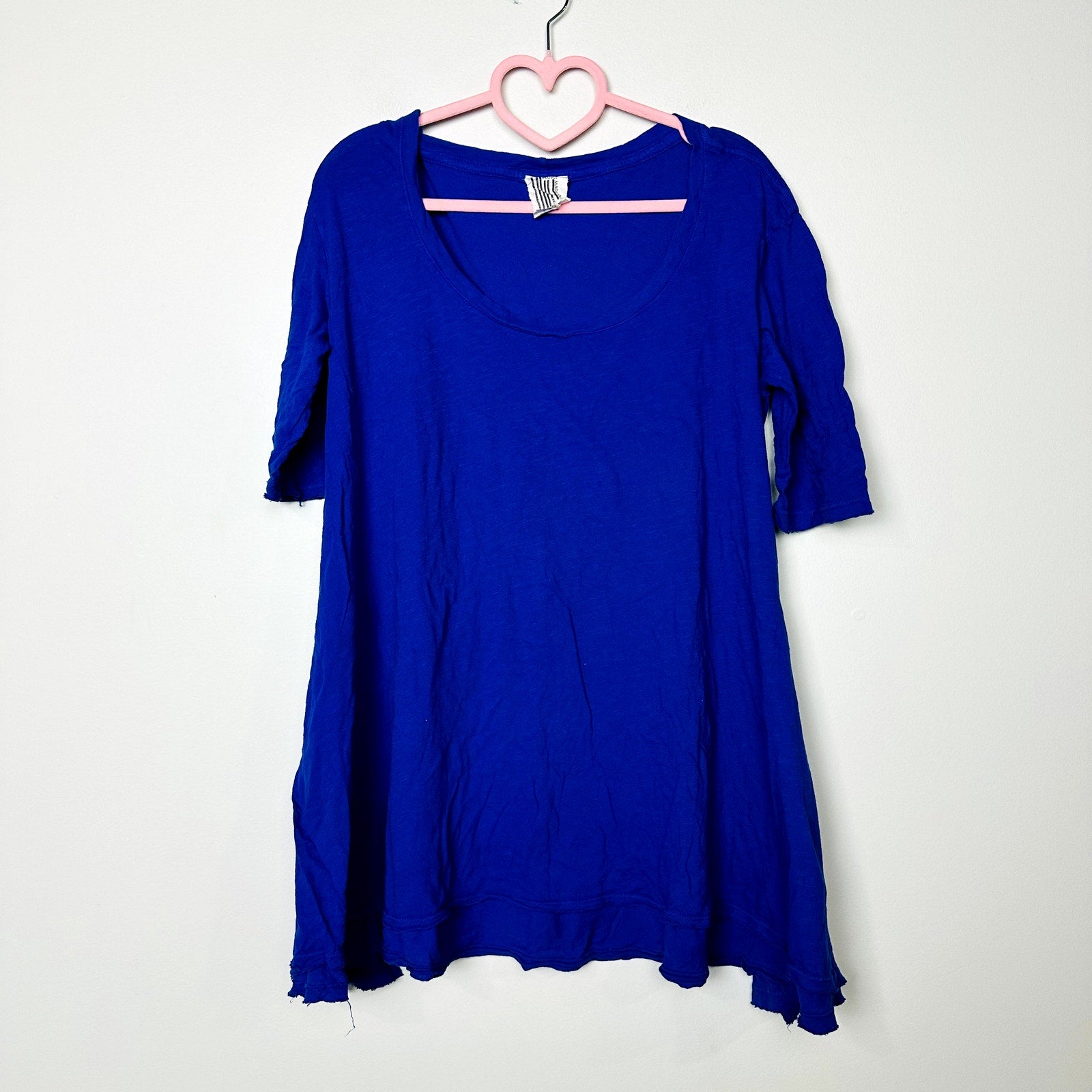 Free People NWOT Viscose Jersey Elbow Sleeve Tunic Top Blue Size S