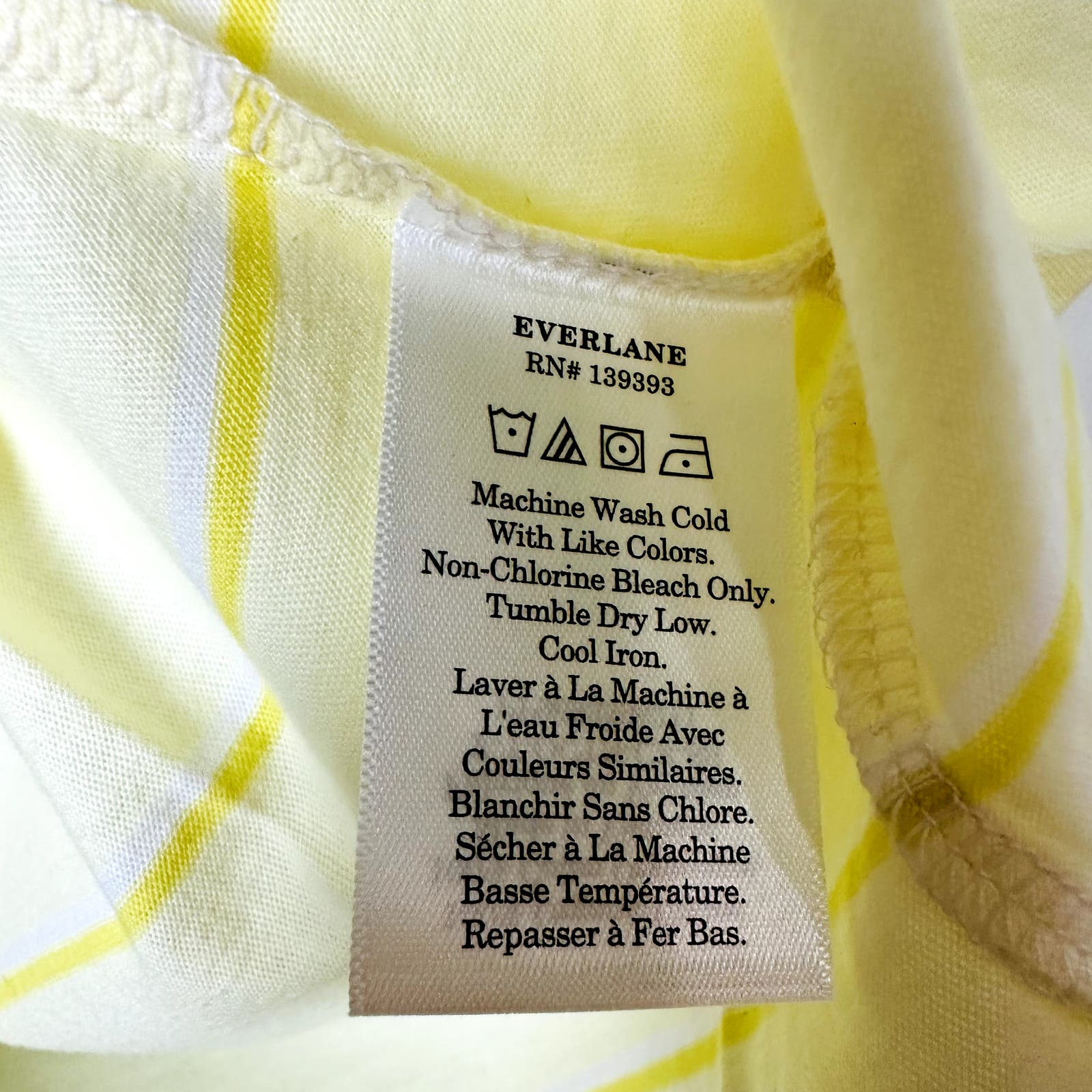 Everlane NWT Organic Cotton Stripe Crewneck Tee Yellow Size Medium