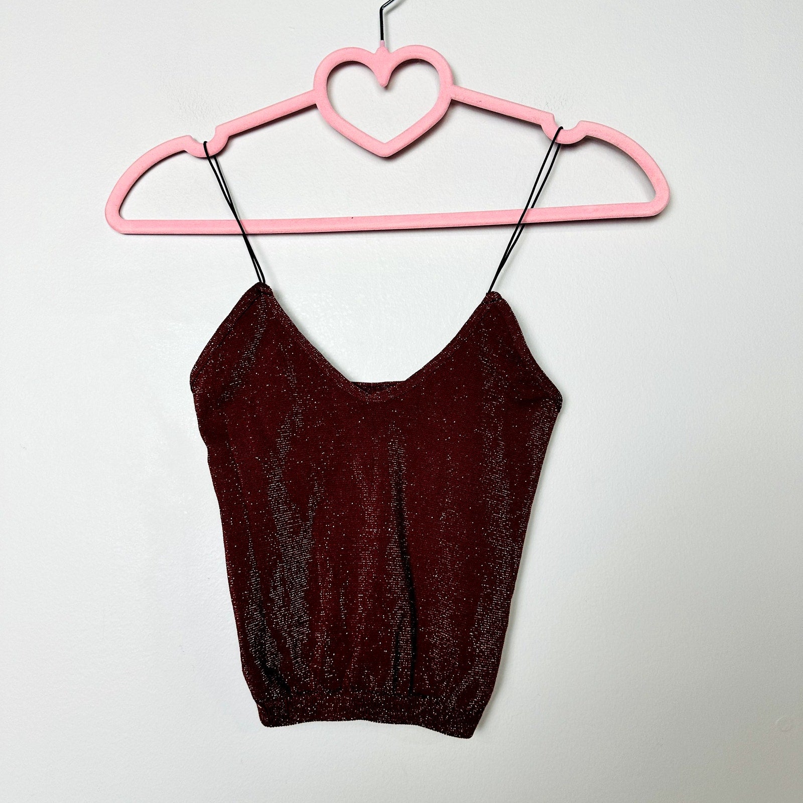 Intimately by Free People NWOT Red Metallic Scoop Neck Brami Crop Top Size XS/S