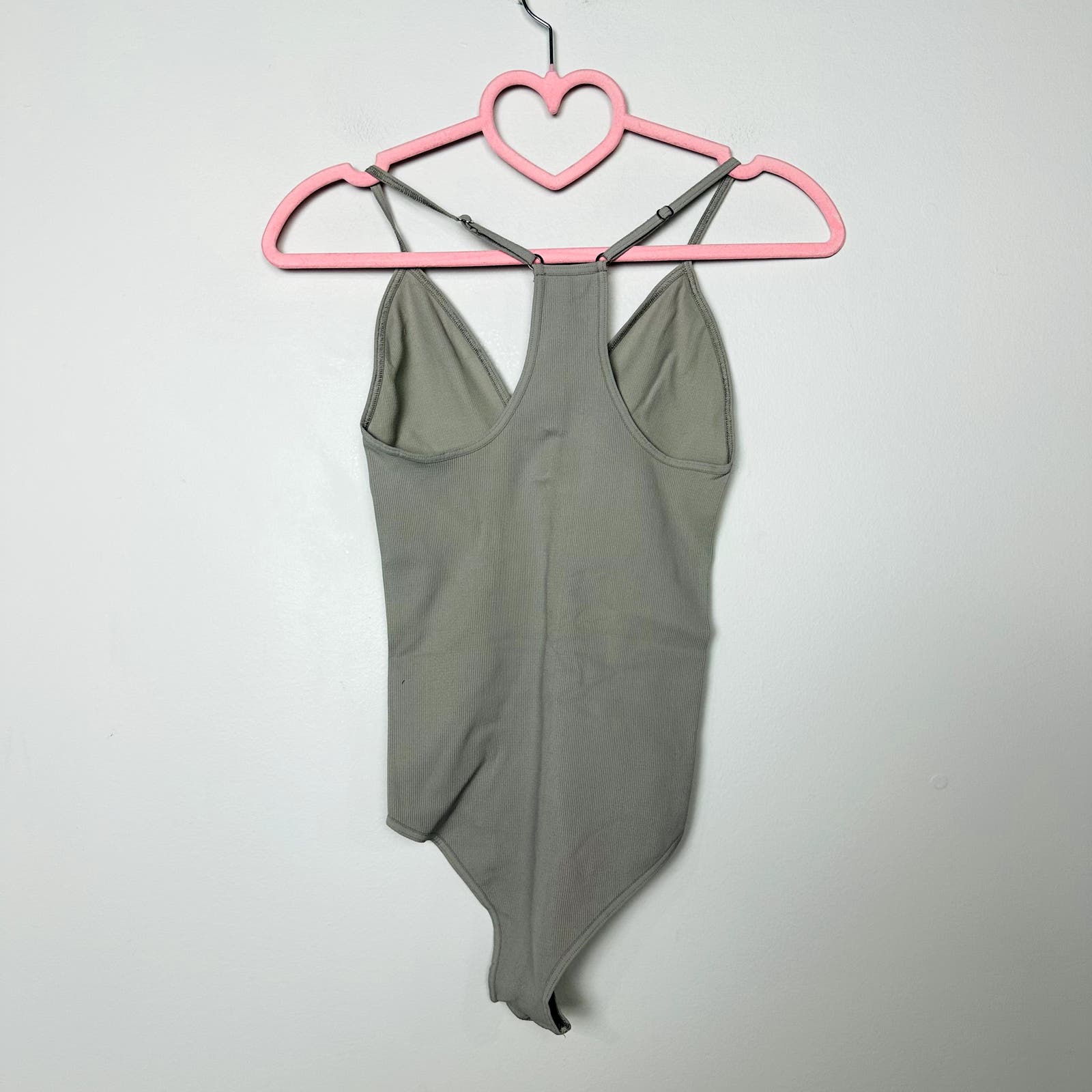 Intimately by Free People NWOT Gray Move Along V-Neck Racerback Bodysuit XS/S