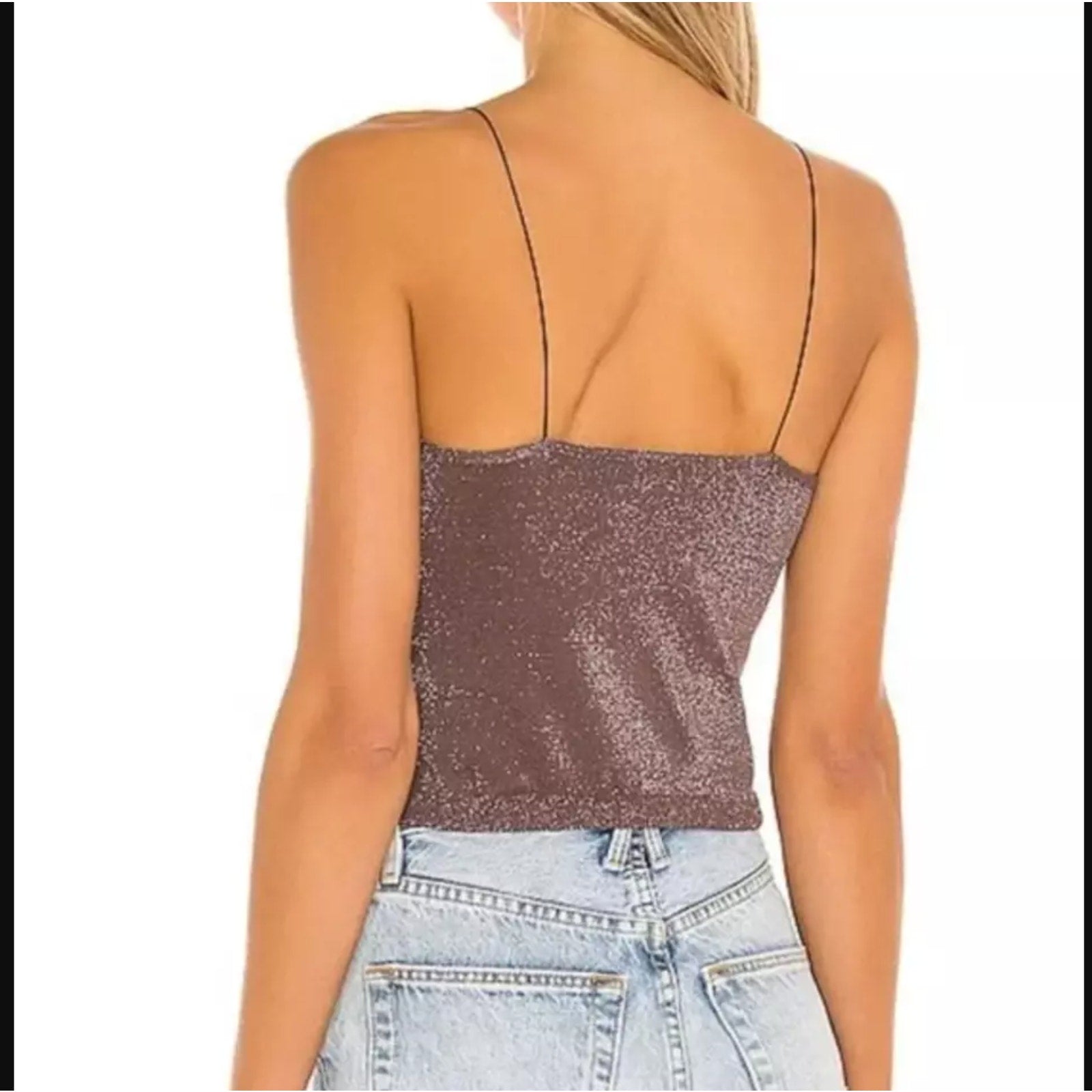 Intimately by Free People NWOT Brown Metallic Scoop Neck Brami Crop Top Size XS/S