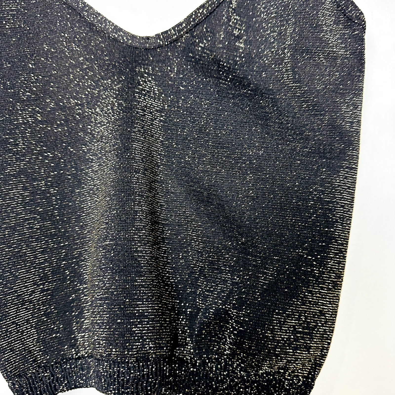 Intimately by Free People NWOT Black Metallic Scoop Neck Brami Crop Top Size XS/S