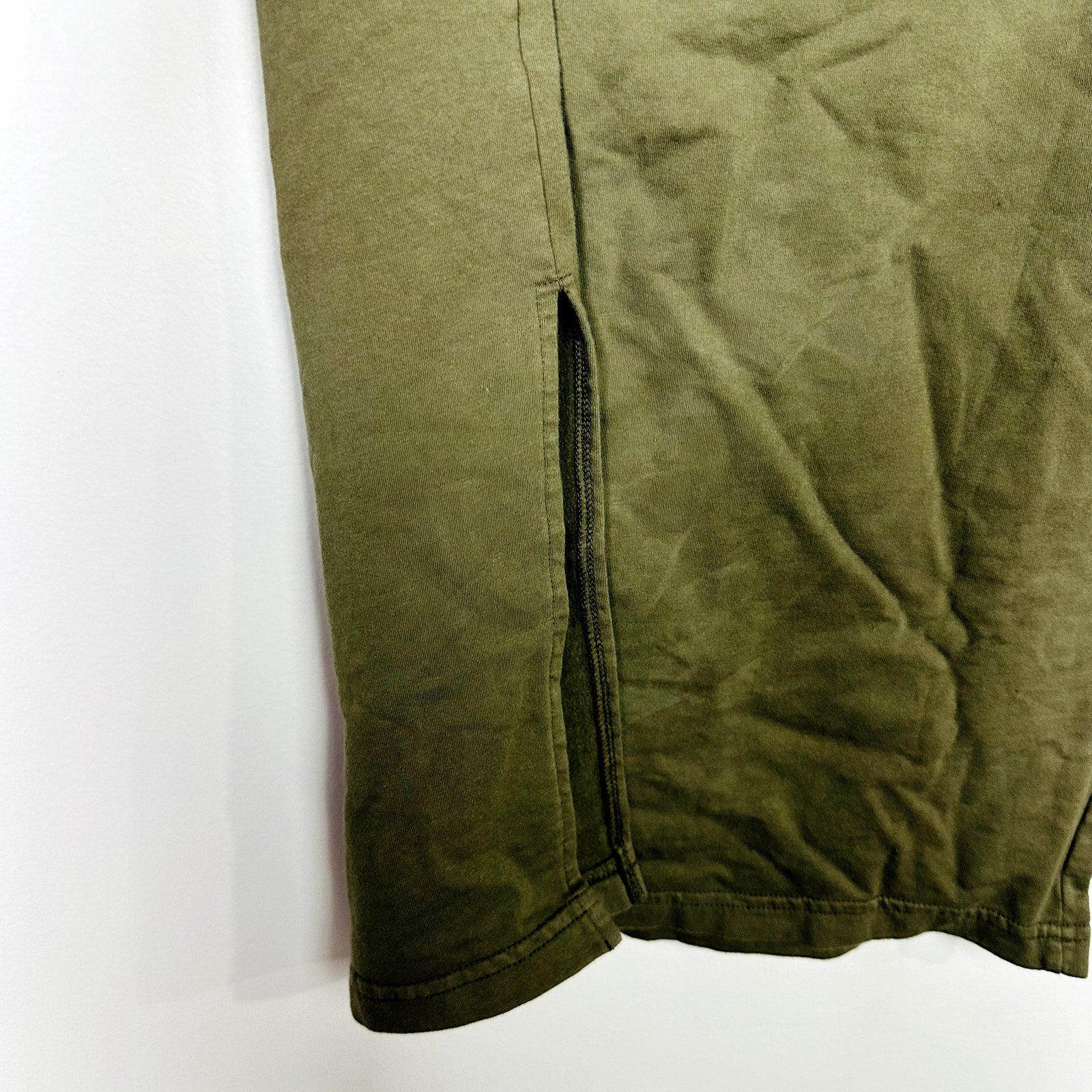 Free People Elastic Waist with Side Slit Green Pencil Skirt Size Medium