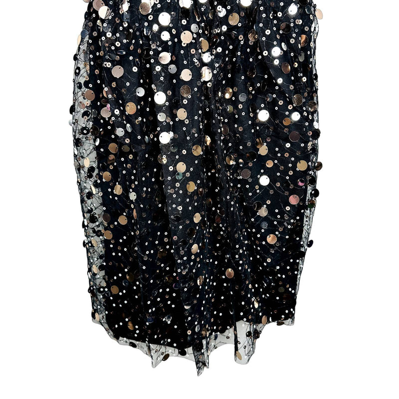 Lulus NWT Shine On You Sequin Plunge V-Neck Mini Skater Dress Black