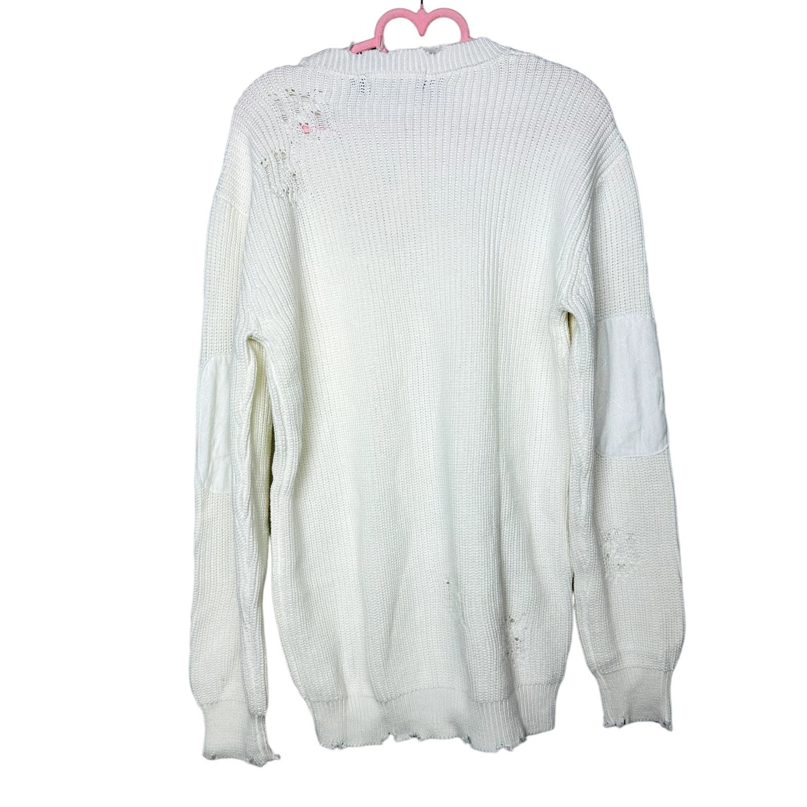 Ser.O.Ya Revolve NWT Devin Sweater White Distressed Cable Knit Pullover Size 2XS
