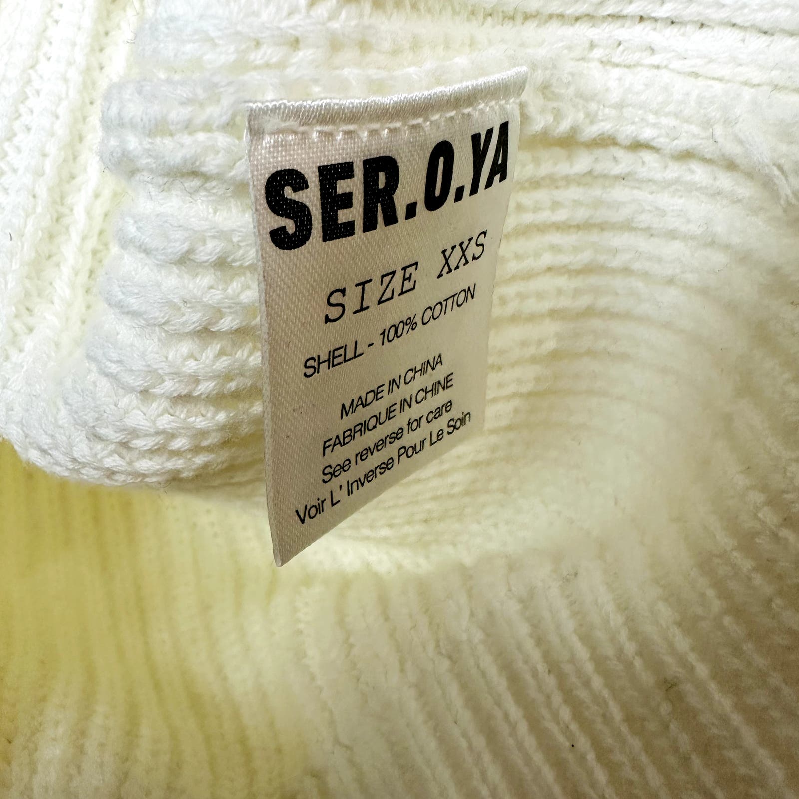 Ser.O.Ya Revolve NWT Devin Sweater White Distressed Cable Knit Pullover Size 2XS