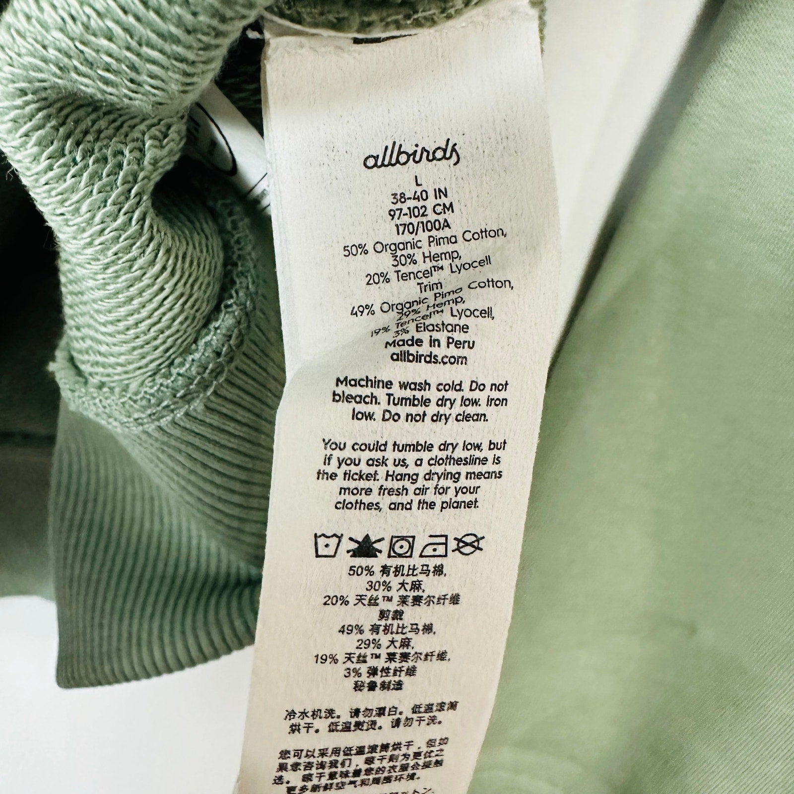 Allbirds NWT Hazy Pine R&R Green Crew Neck Long Sleeve Pullover Tee Size Large