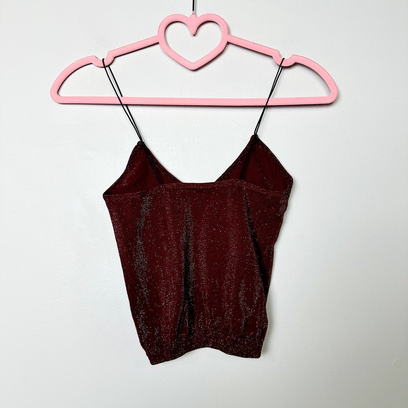 Intimately by Free People NWOT Red Metallic Scoop Neck Brami Crop Top Size XS/S