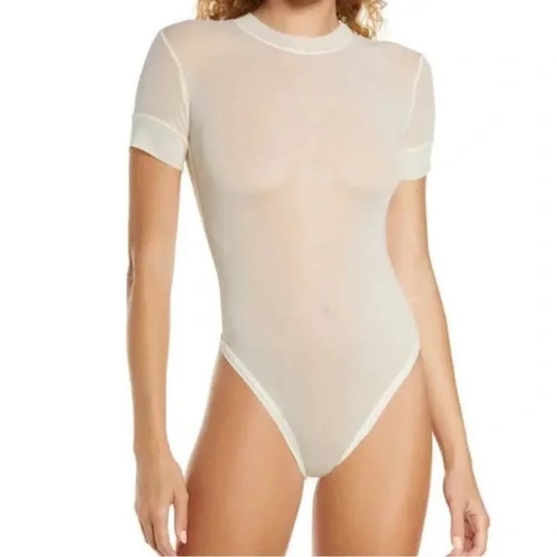 SKIMS NWT Bone Off-White Summer Mesh T-Shirt Bodysuit Size 3X