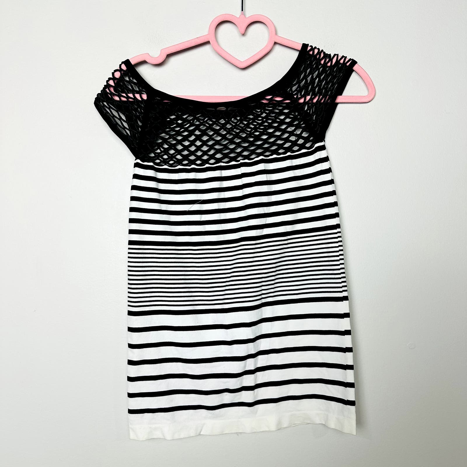 Free People NWOT Black White Stripe Cap Sleeve Top Size M/L