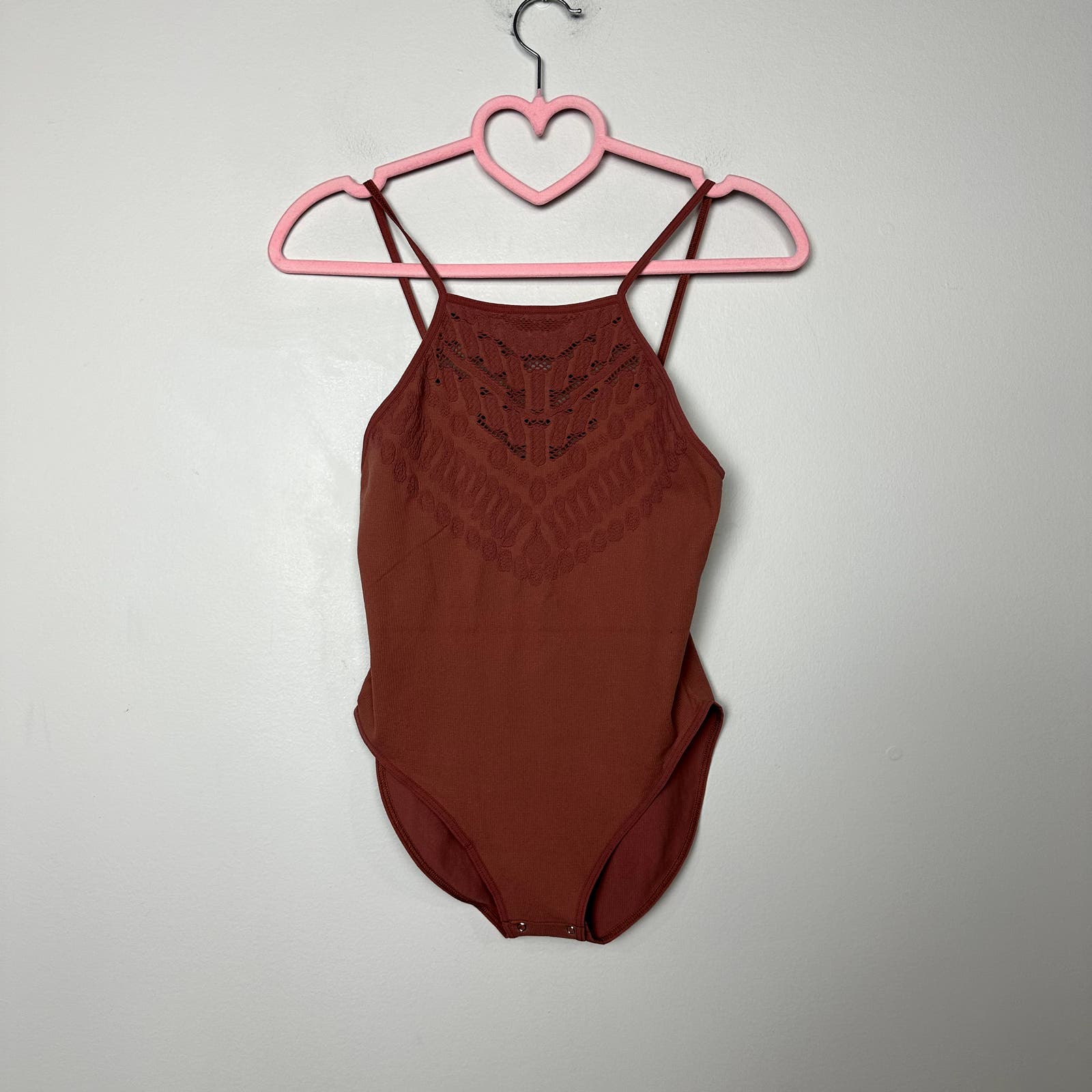 Free People Intimately NWOT Mauve Deep Pink Solstice Bodysuit Size M/L