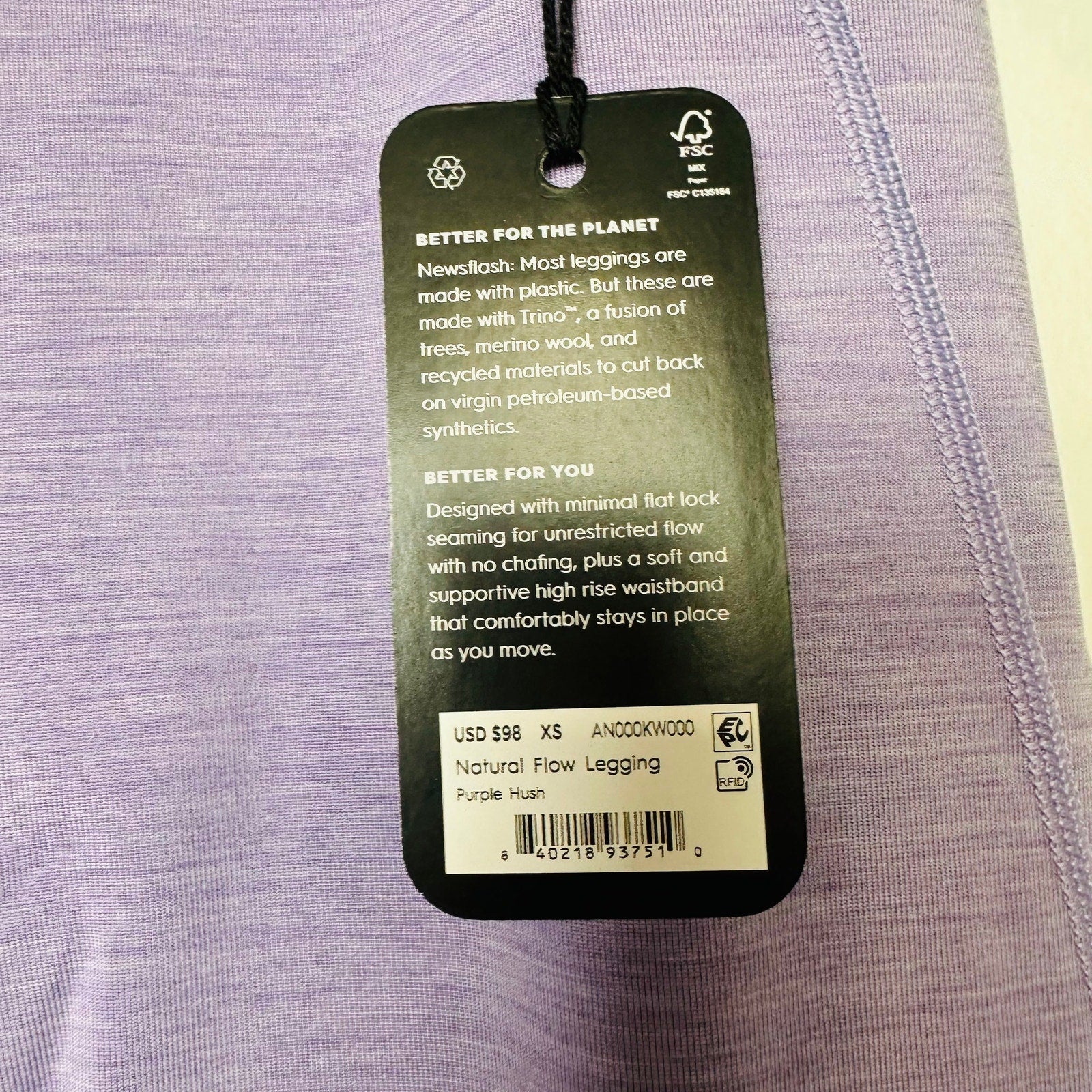 Allbirds NWT Purple Hush Natural Flow Athletic Leggings Size X-Small