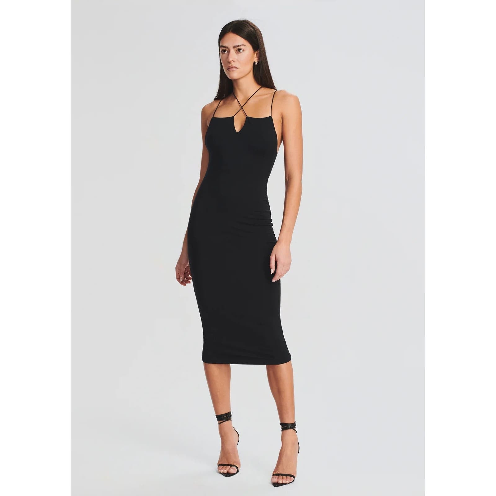 Ser.O.Ya NWT Black Brogan Jersey Bodycon Midi Dress Size Small