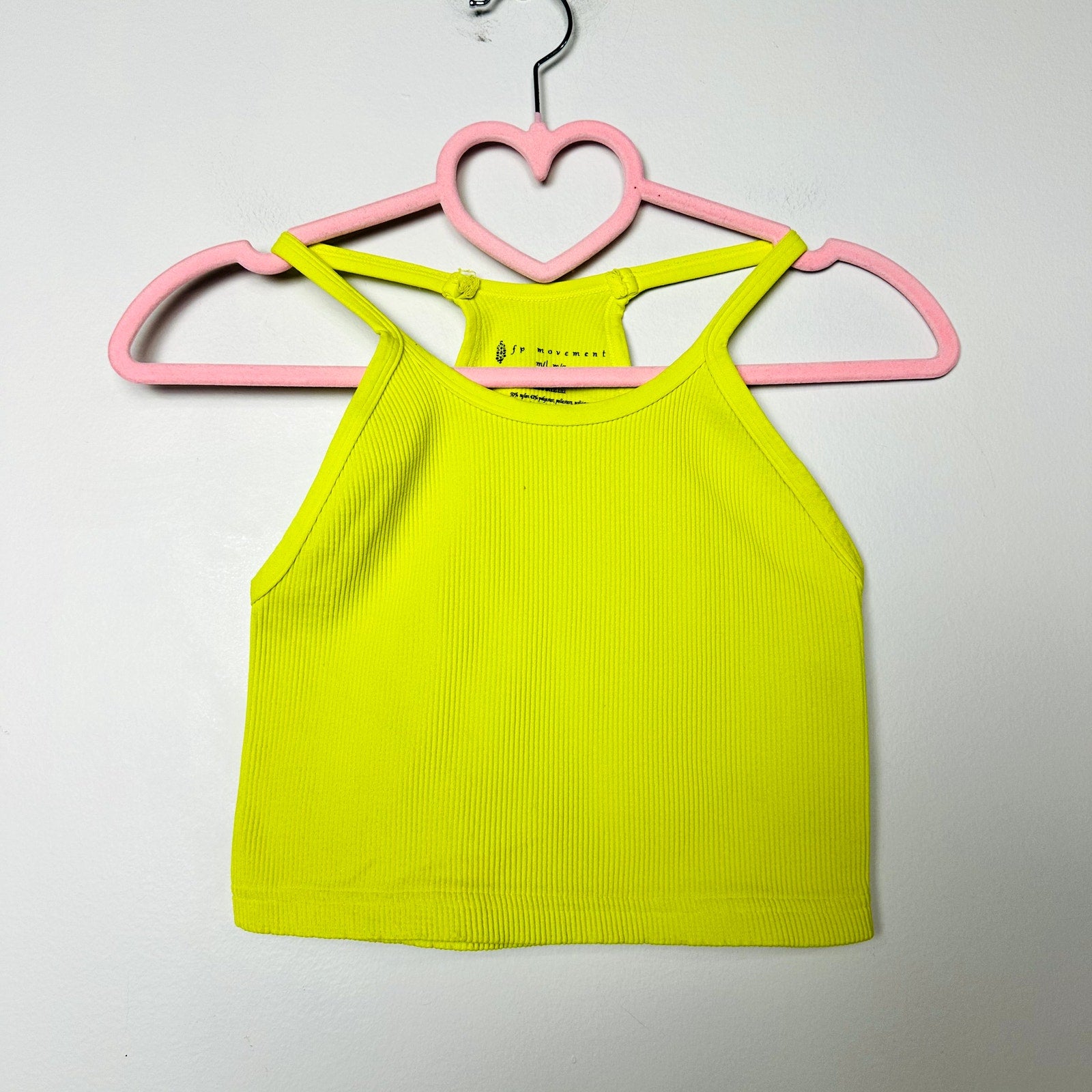 Free People NWOT Lime Rib Knit Racerback Crop Tank Top Size M/L
