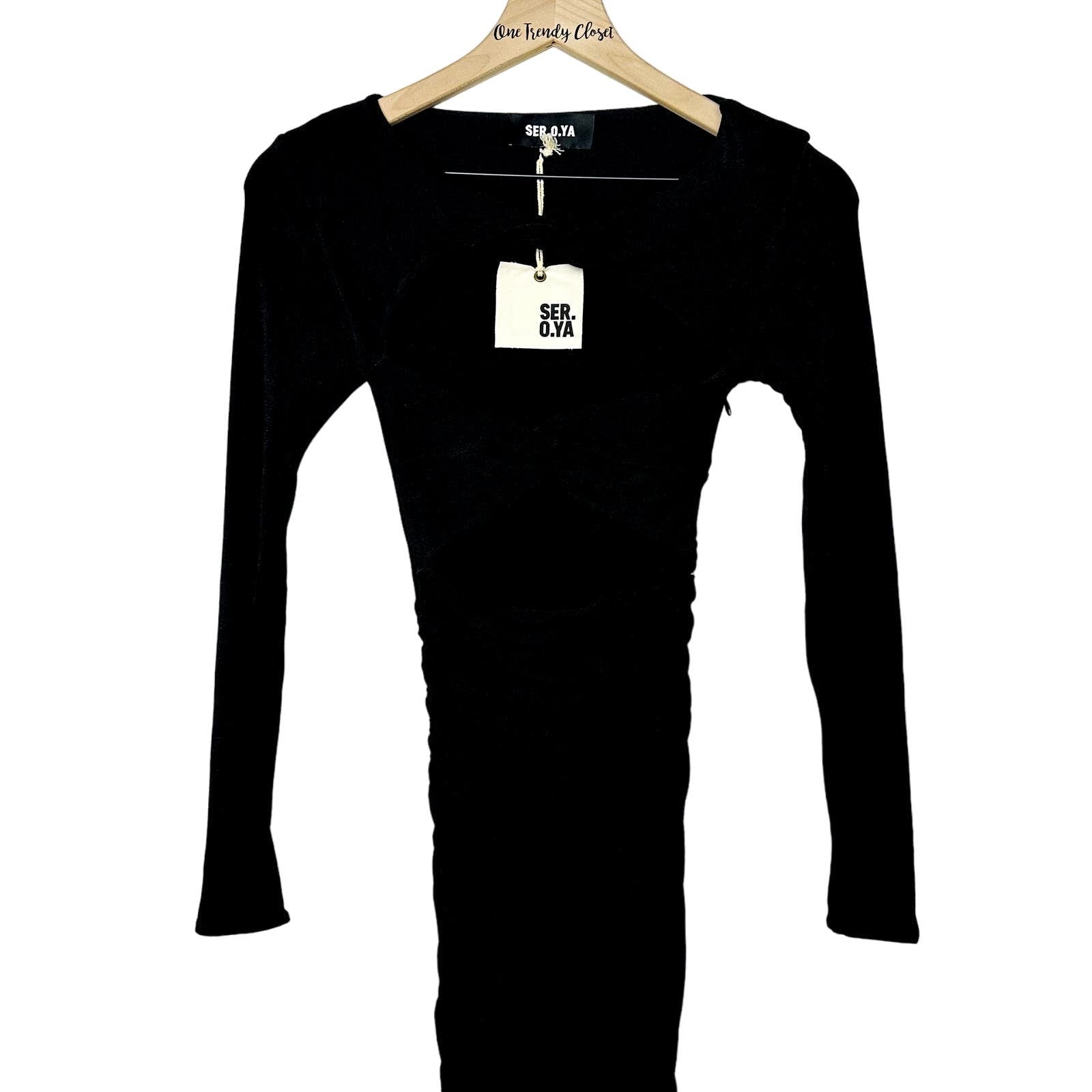 Ser.O.Ya NWT Revolve Black Eden Long Sleeve Midi Dress Size XS