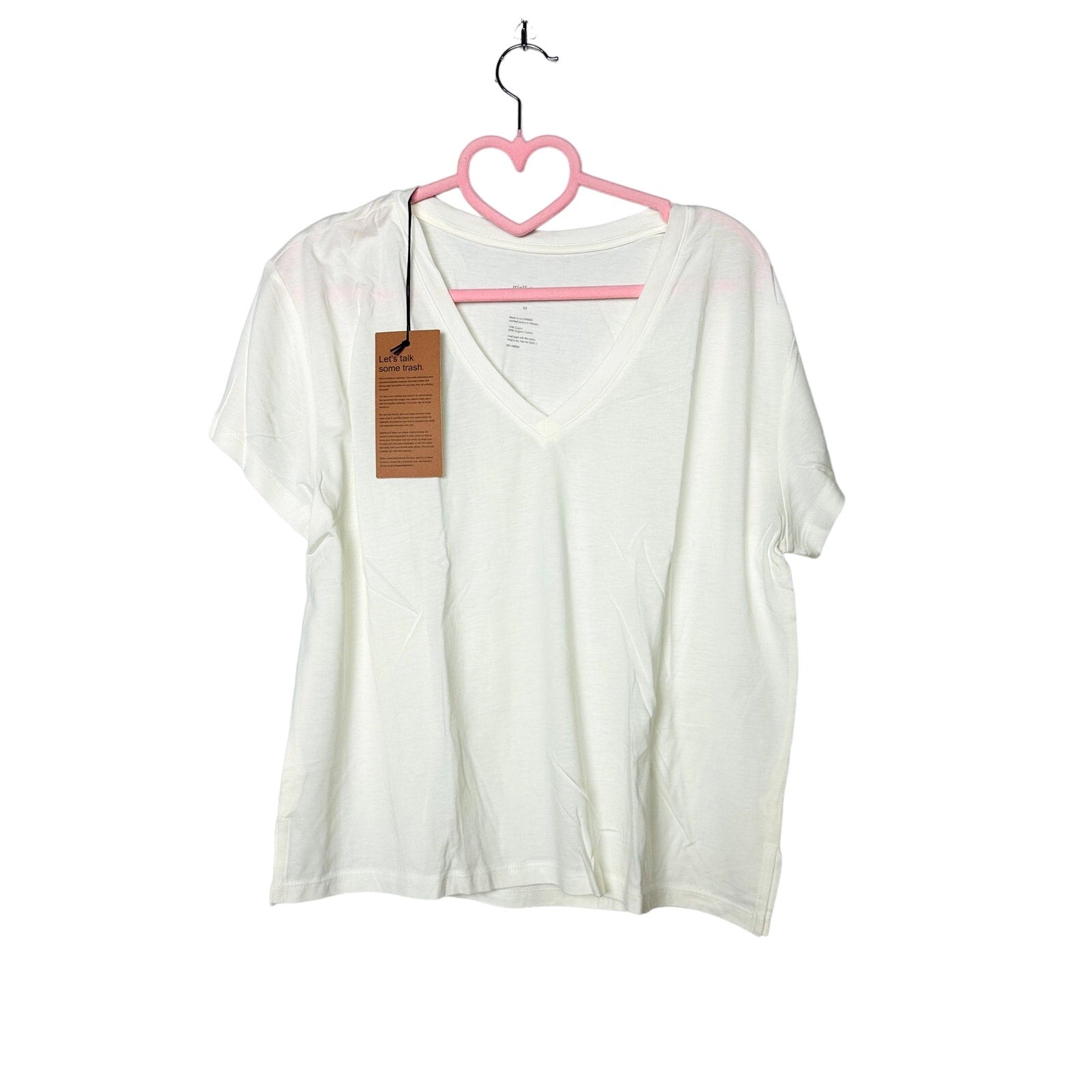 Girlfriend Collective NWT Unisex V-neck T-Shirt Top White Size M