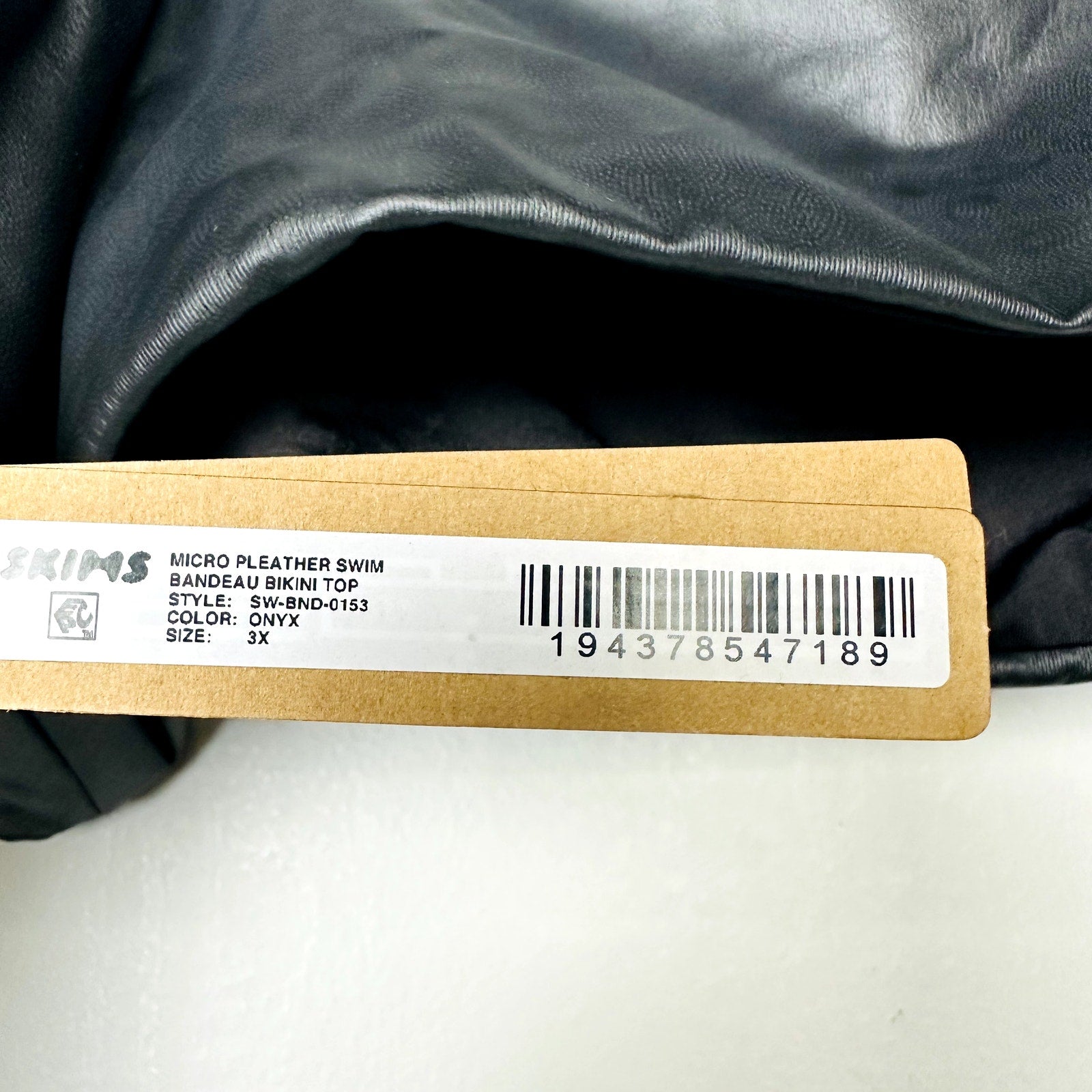Skims NWT Onyx Micro Pleather Swim Bandeau Bikini Top Size 3X