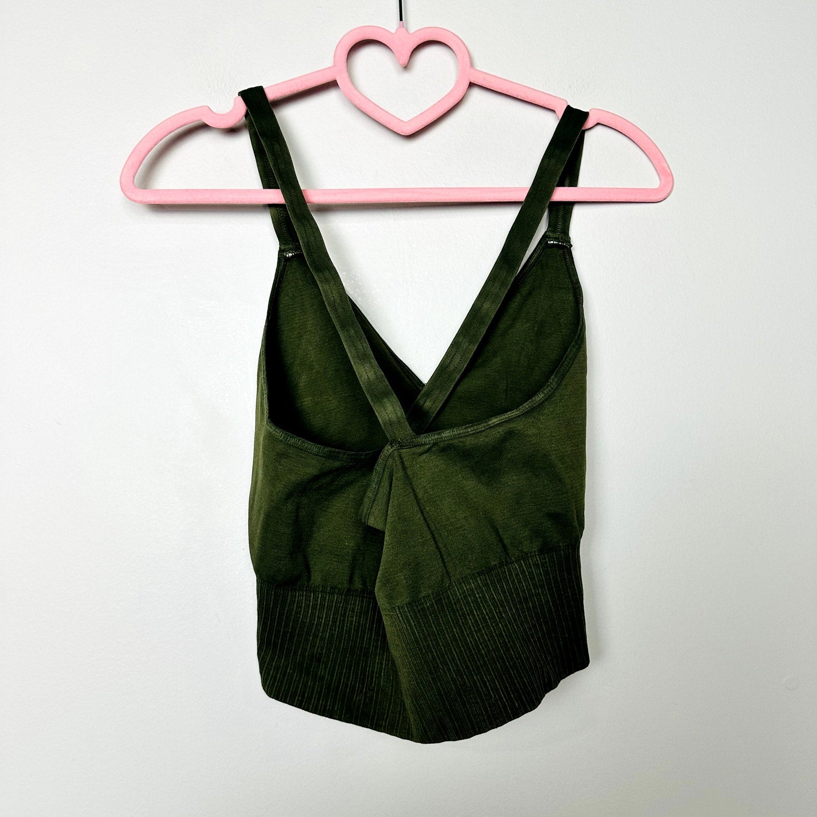Free People NWOT Good Karma Sports Bra Crop Top V-neck Active Green Size M/L