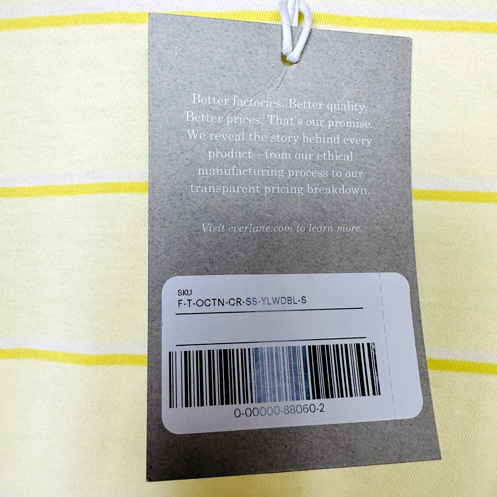 Everlane NWT Organic Cotton Stripe Crewneck Tee Yellow Size Small