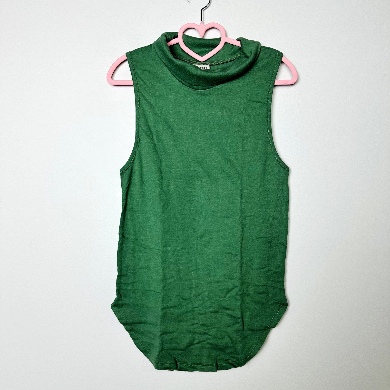 Free People NWOT Green LA Livin 90210 Muscle TankMock Neck Sleeveless Top Size S