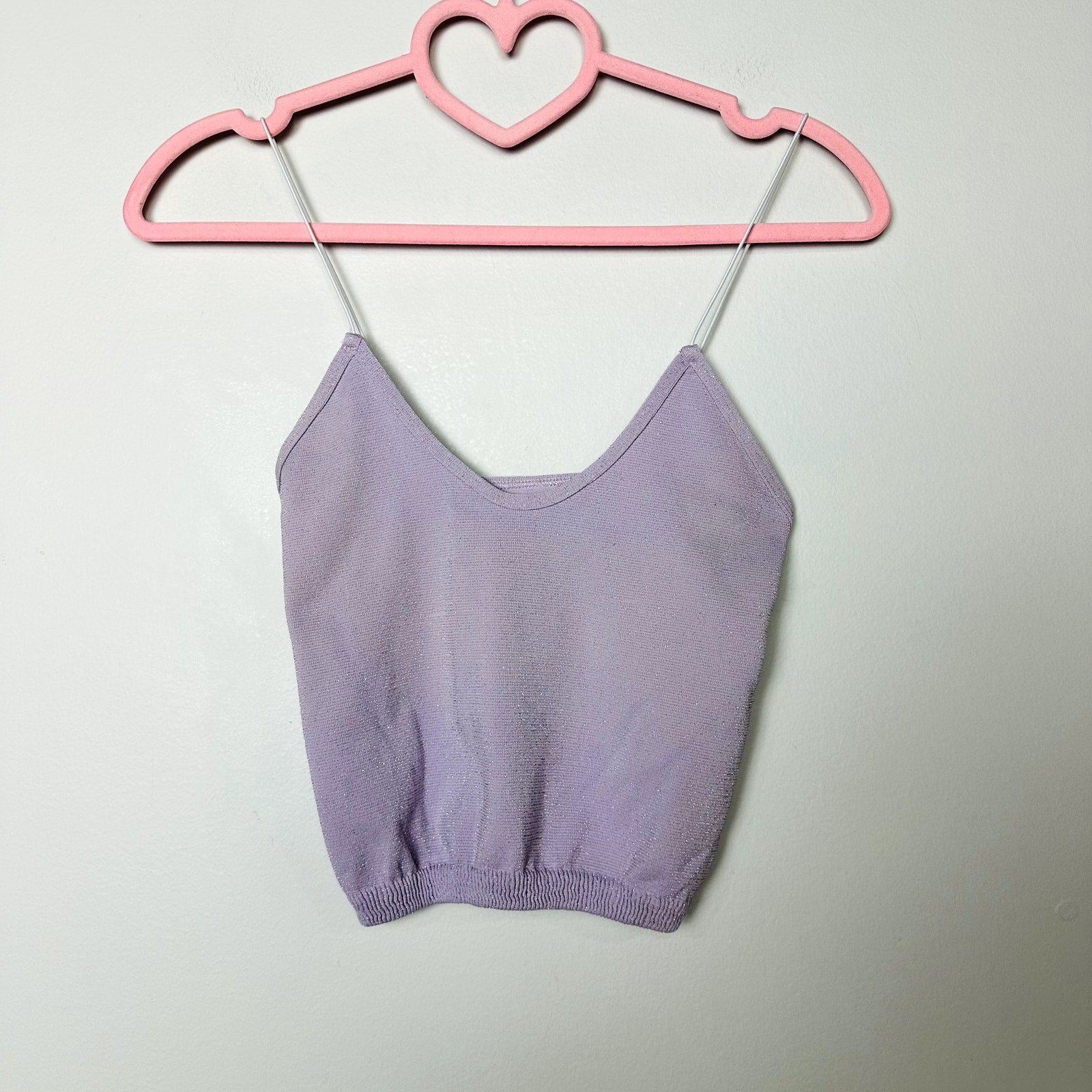 Free People NWOT Lilac Metallic Skinny Strappy Brami Crop Top Size XS/S