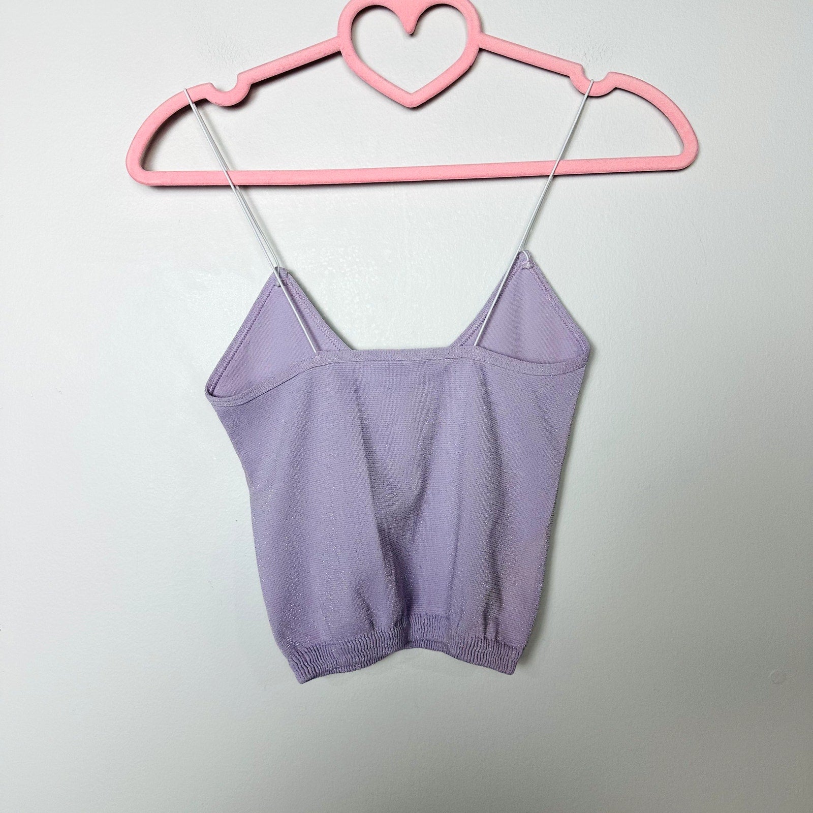 Free People NWOT Lilac Metallic Skinny Strappy Brami Crop Top Size XS/S