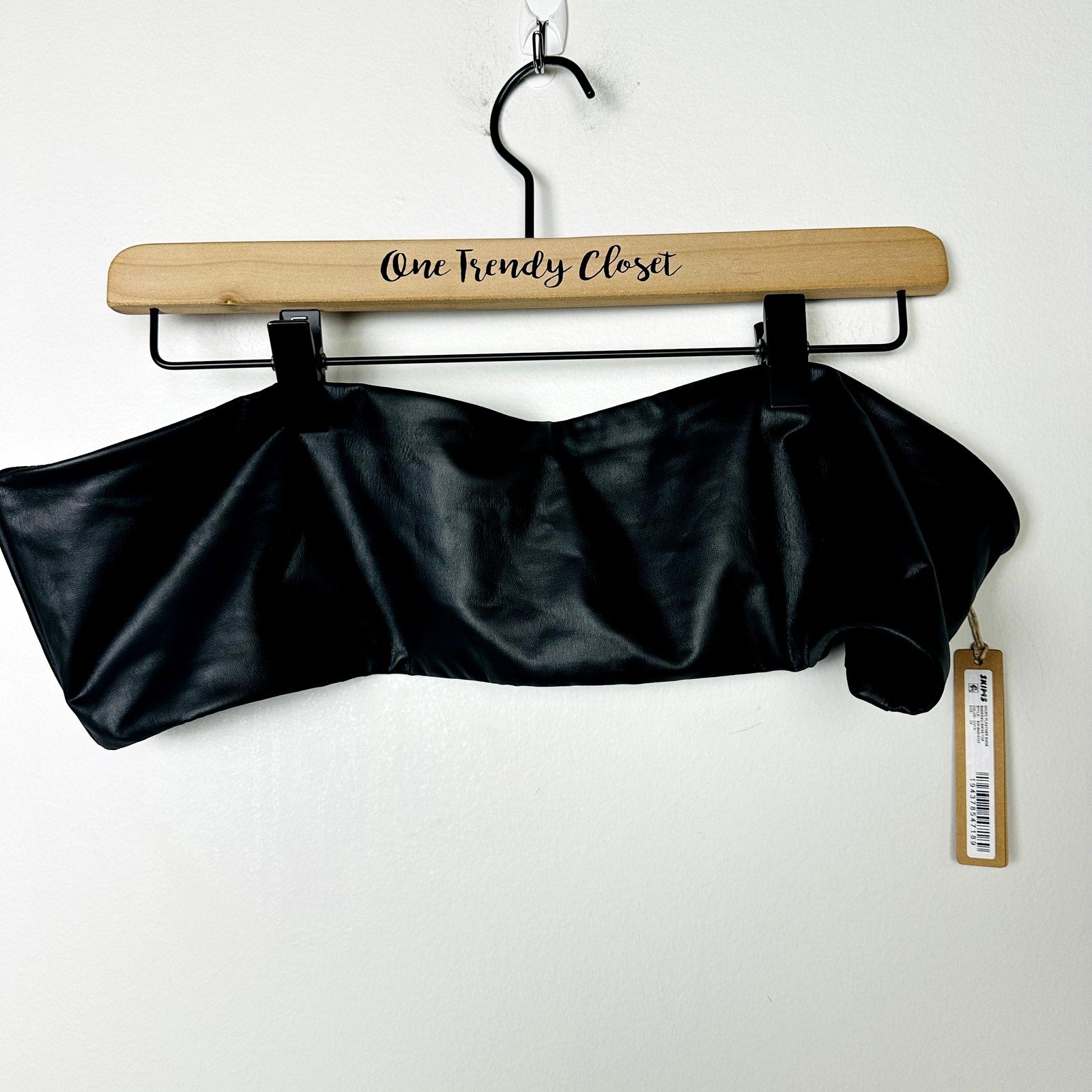 Skims NWT Onyx Micro Pleather Swim Bandeau Bikini Top Size 3X